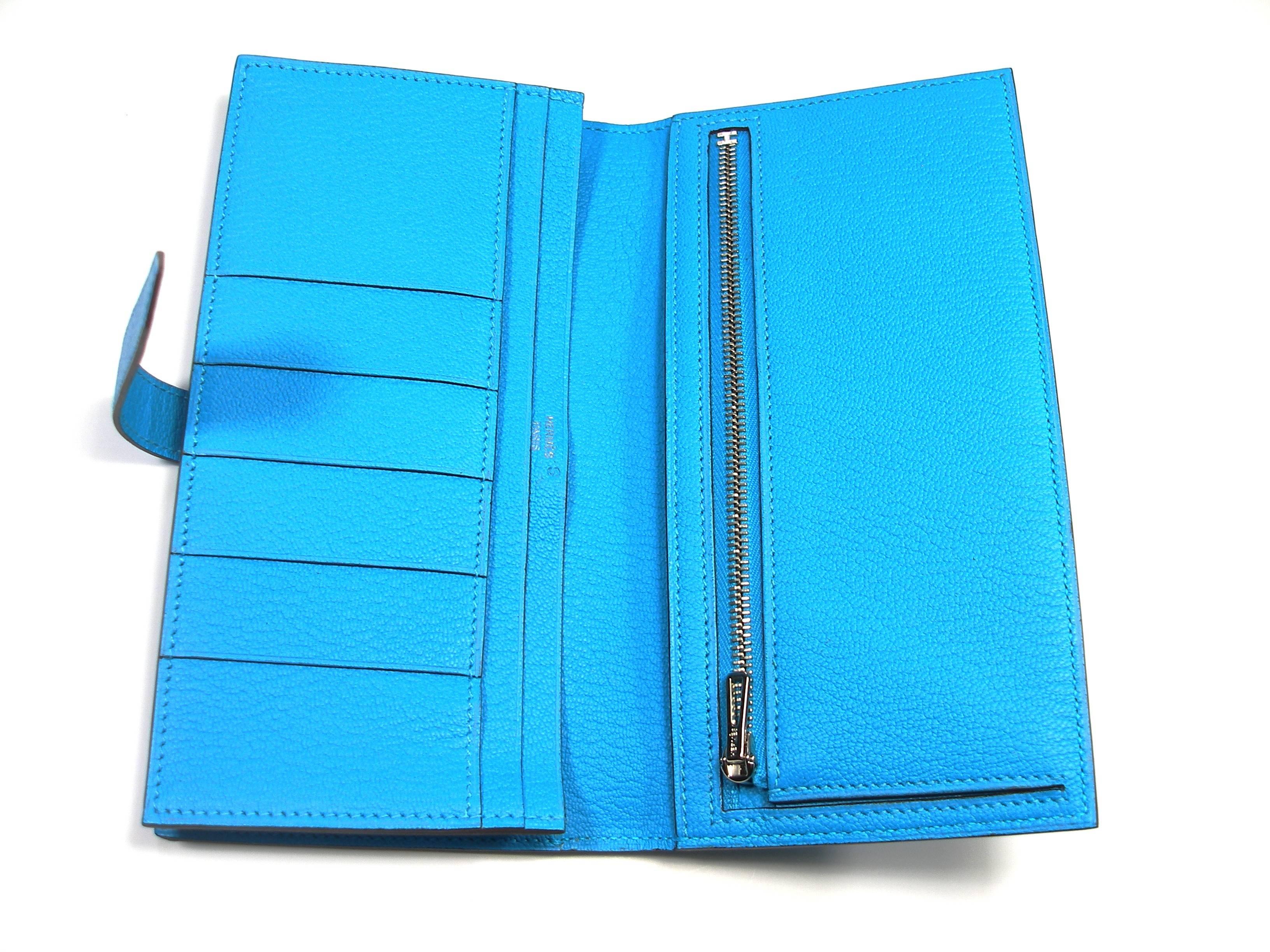 Hermès Béarn Wallet Mysore Leather bleu aztéque / Brand New  1
