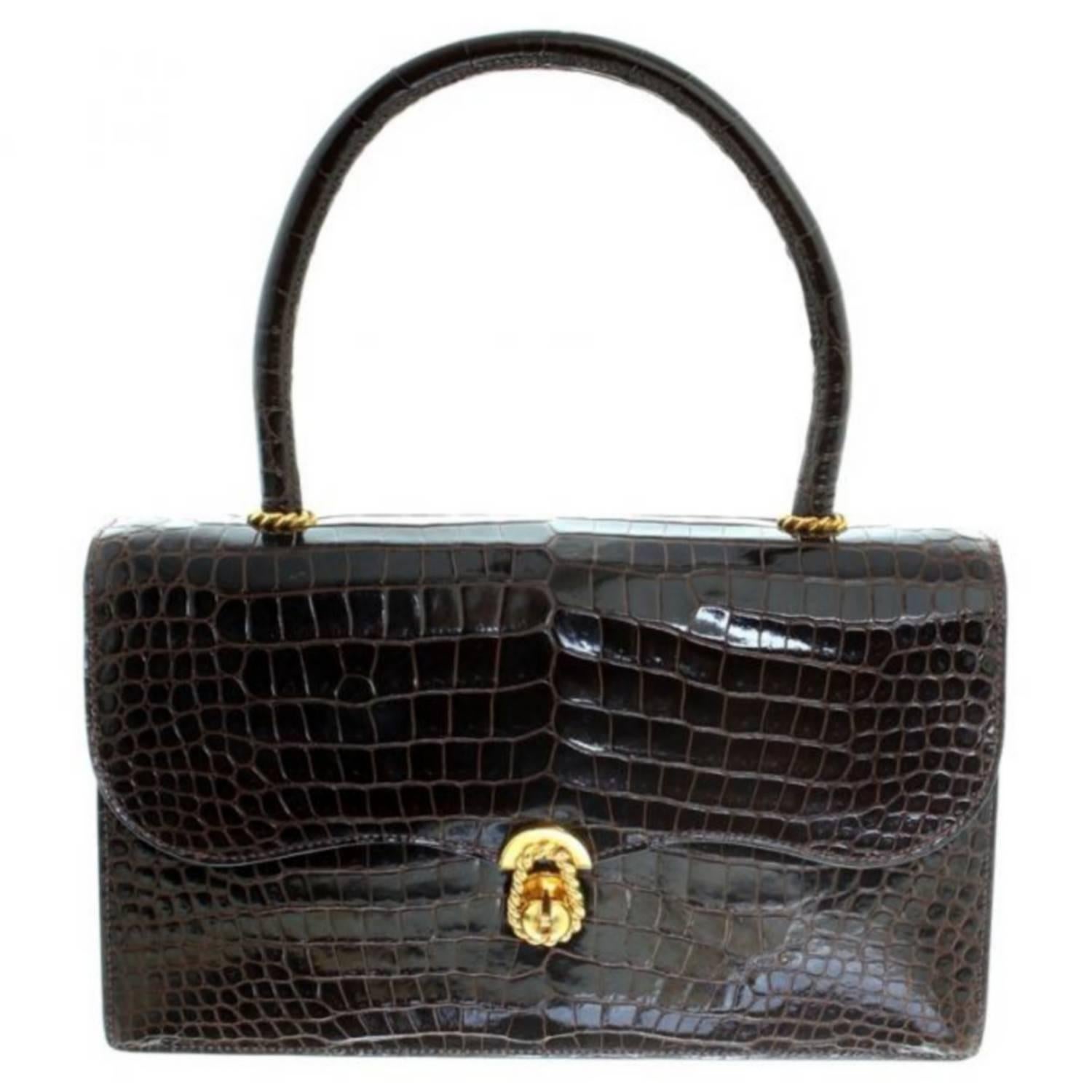 Hermès Ring croc Vintage Bag  For Sale