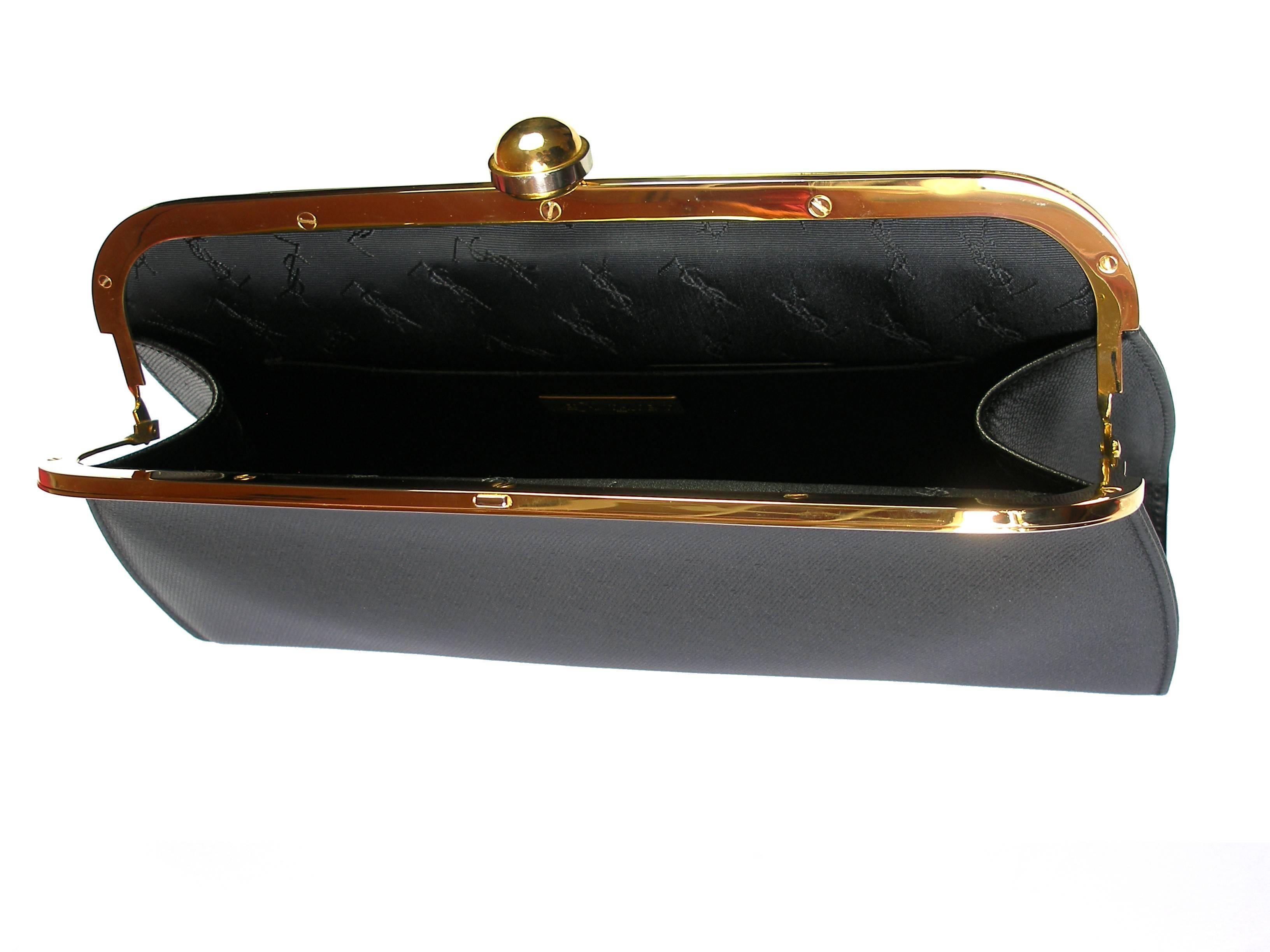 Yves Saint Laurent Clutch Gold Hadware Black leather  2