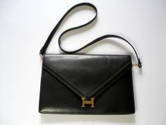 Hermès Lydies Clutch black box leather gold plated Hdw