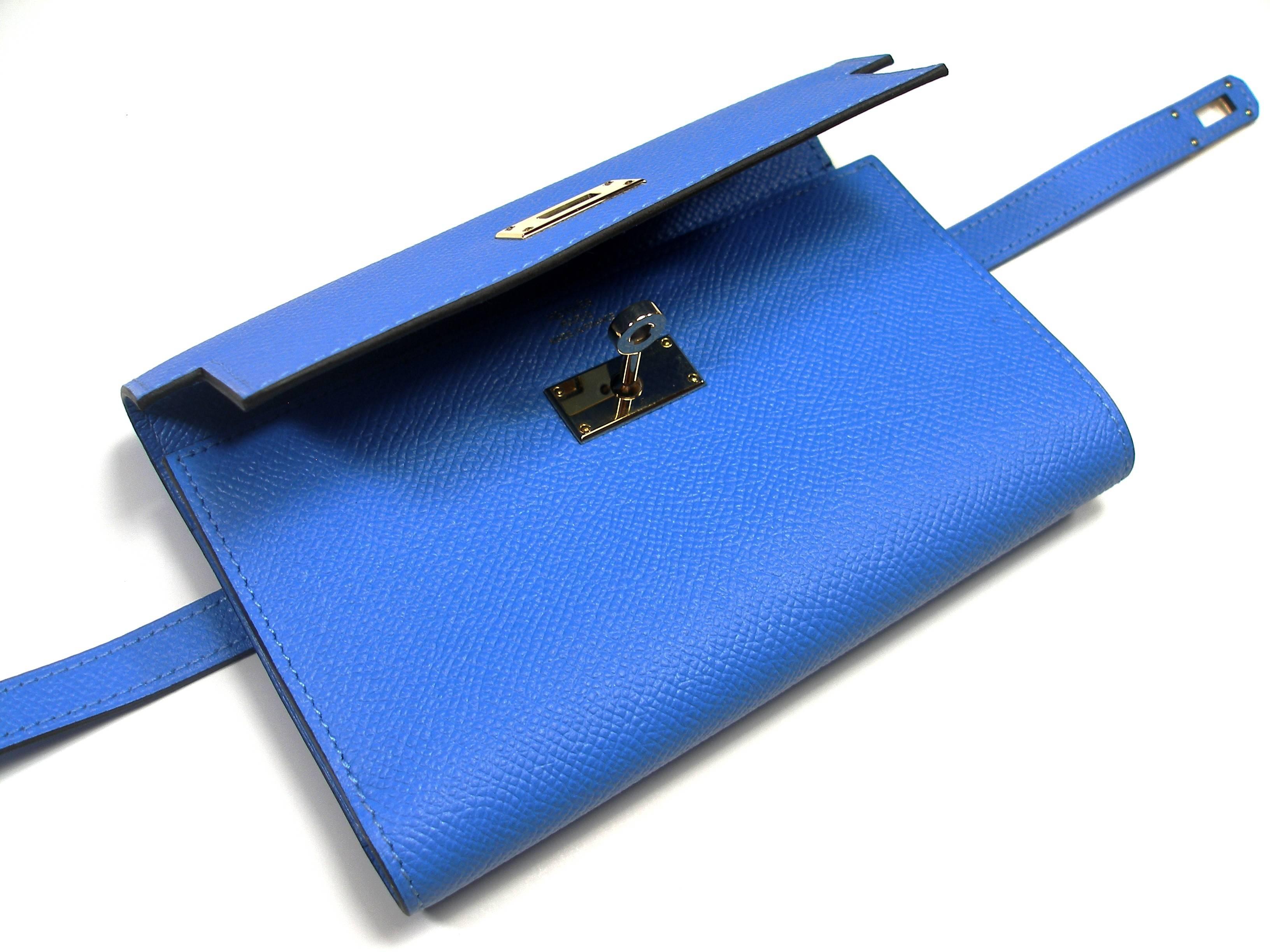 Hermès Kelly Compact Wallet Epson Bleu Paradise / BN 2