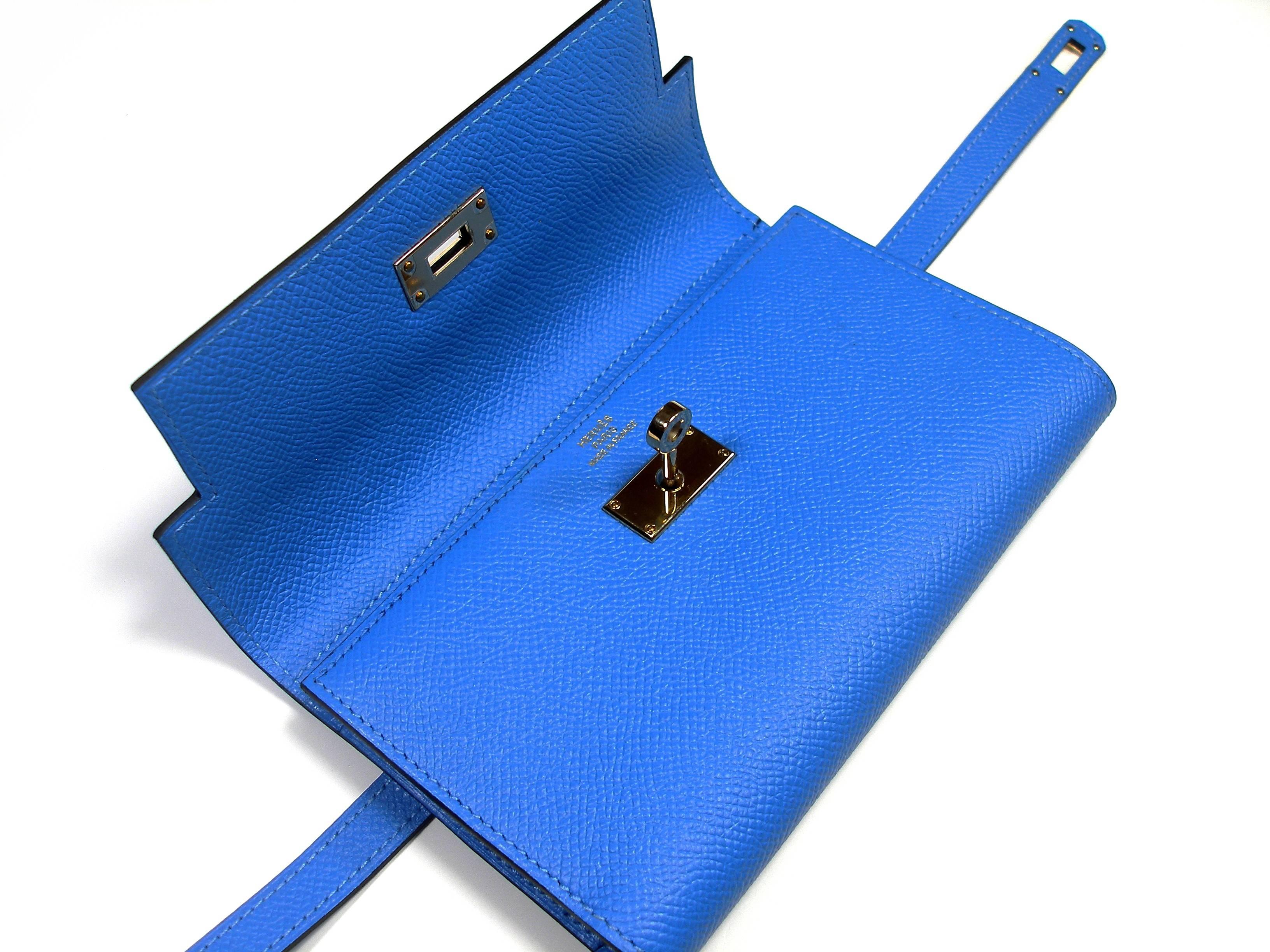 Hermès Kelly Compact Wallet Epson Bleu Paradise / BN 4