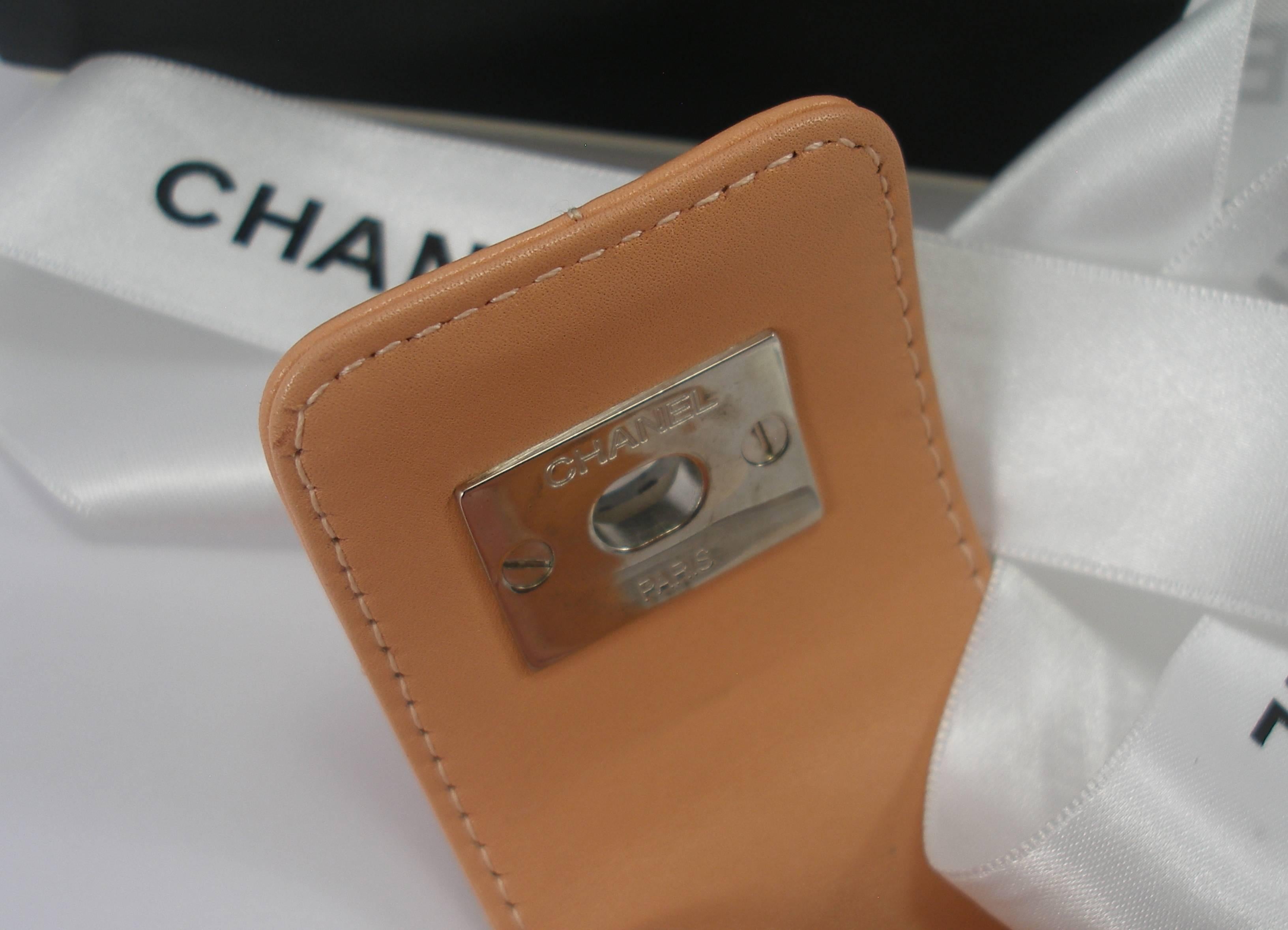 Women's RARE vintage Chanel leather & CC enamel cuff 