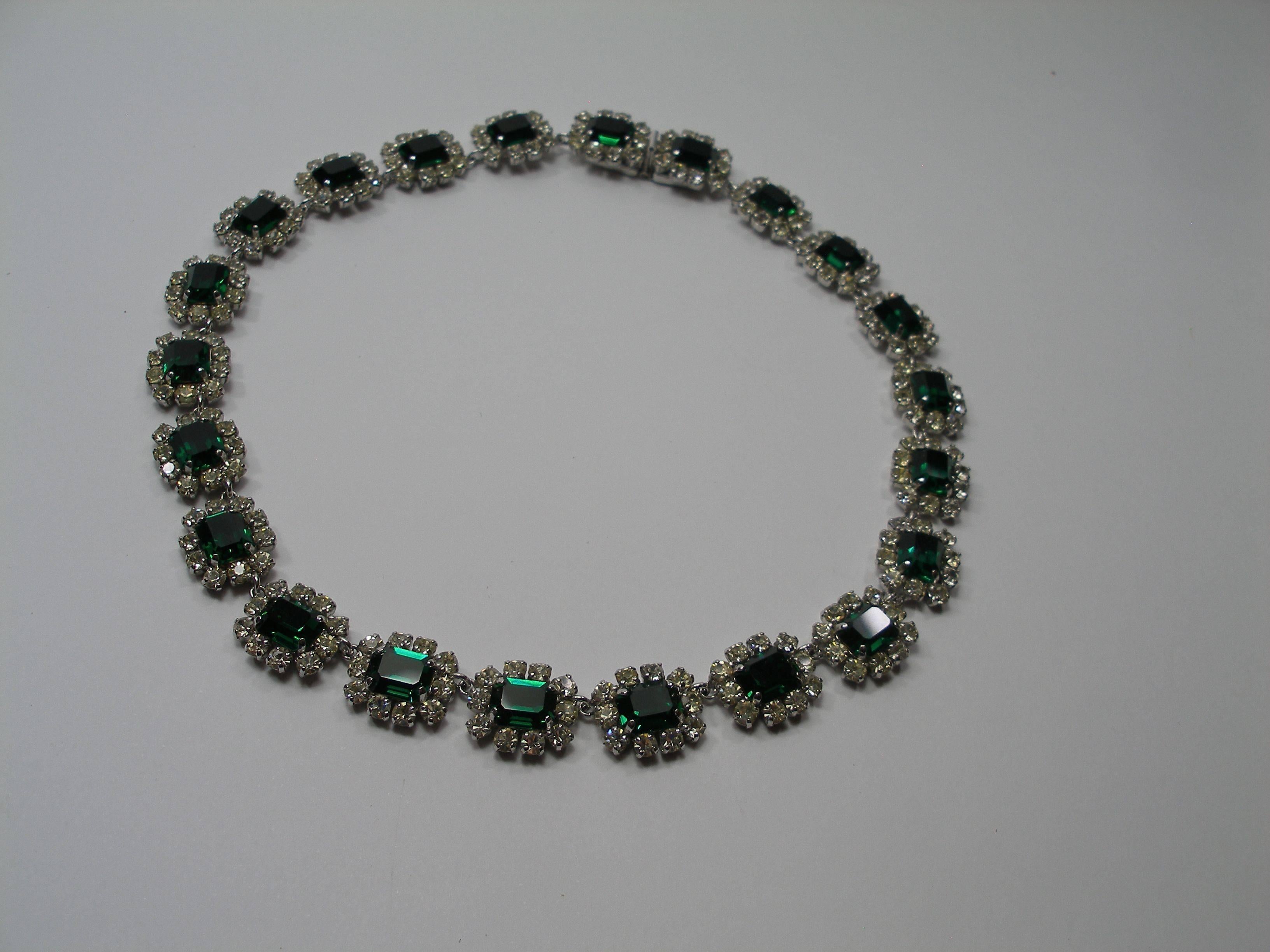  Dior Germany Emerald Rhinestone vintage 1966  Necklace  3
