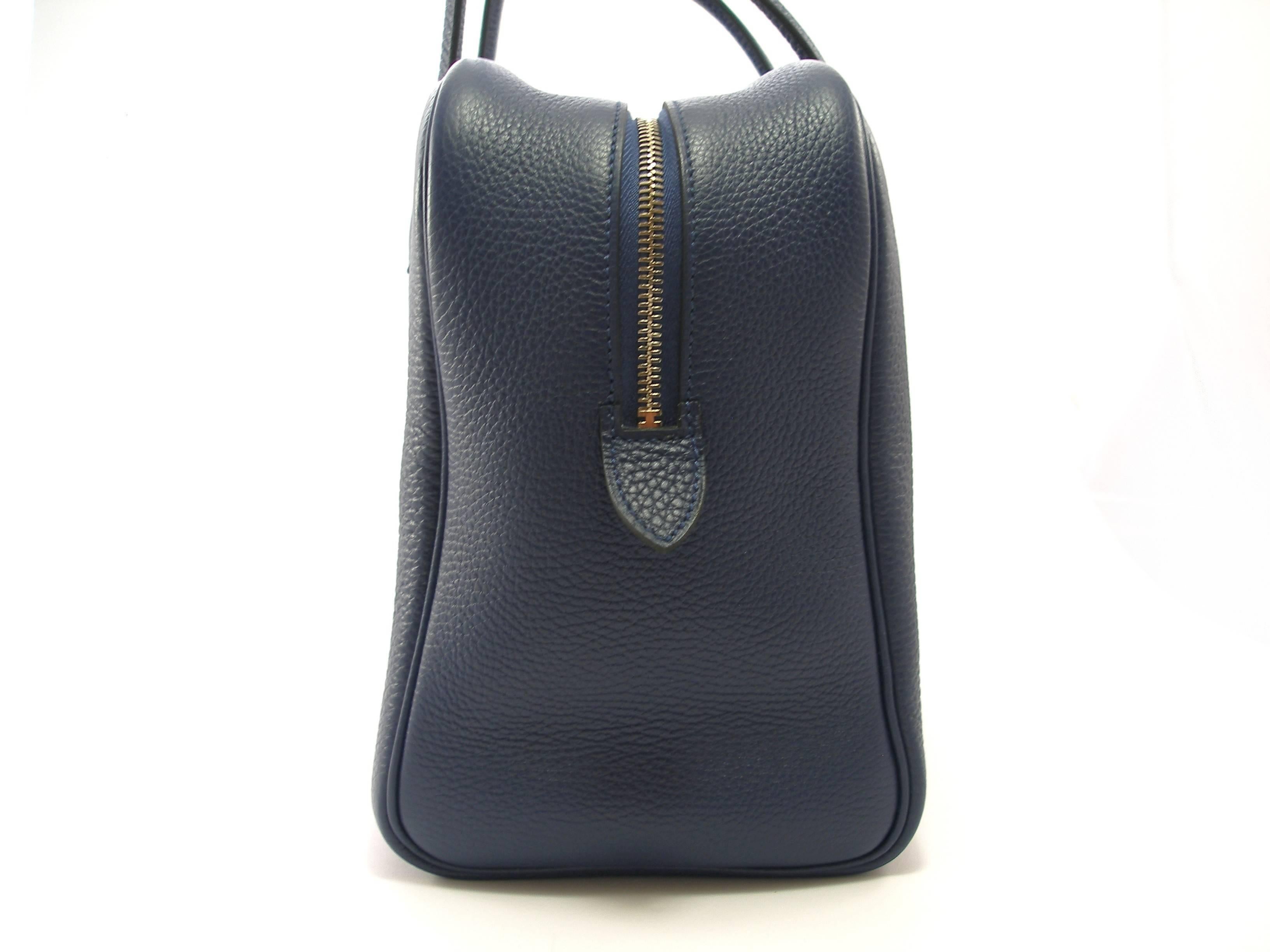 Black Hermes Victoria II 35cm Blue Clemence Palladium HDW / BNIB