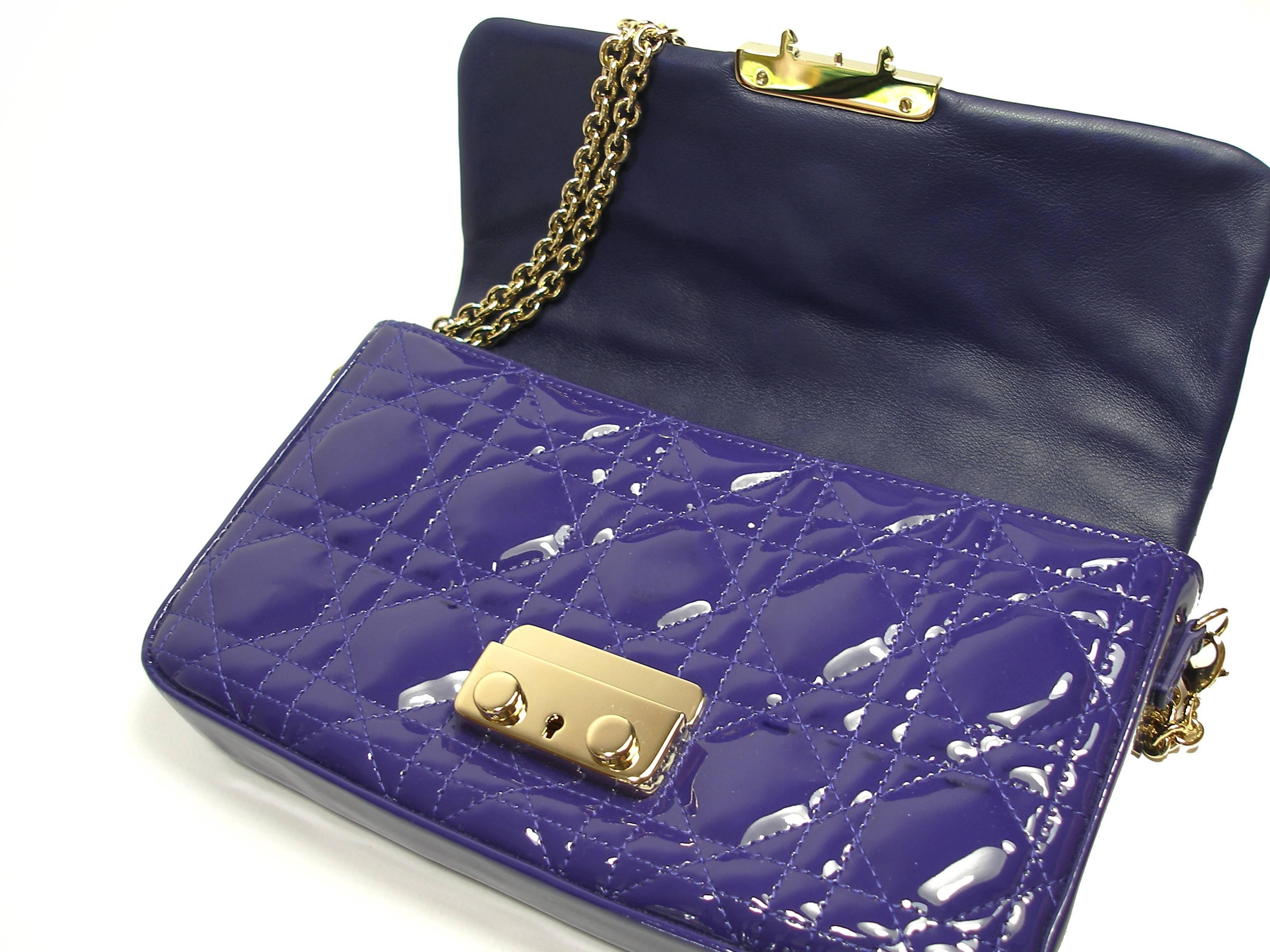 Purple DIOR NEW LOCK Pouch in Violet patent leather and gold Hadware / BRAND NEW 