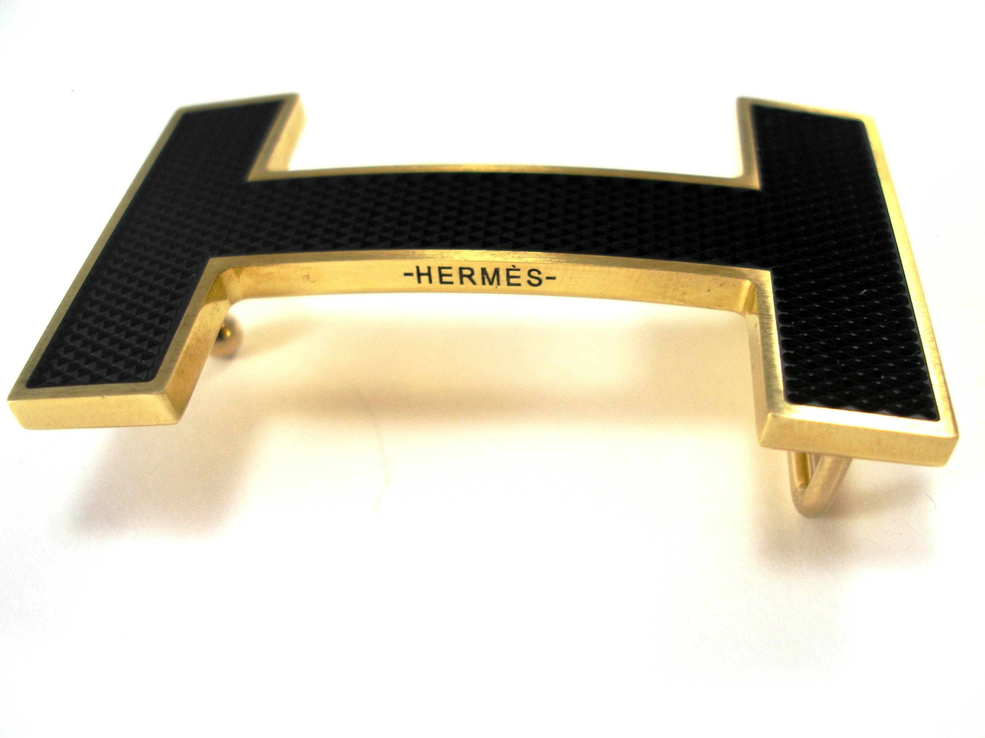 Women's or Men's Hermes QUIZZ belt buckle 32mm black and gold 