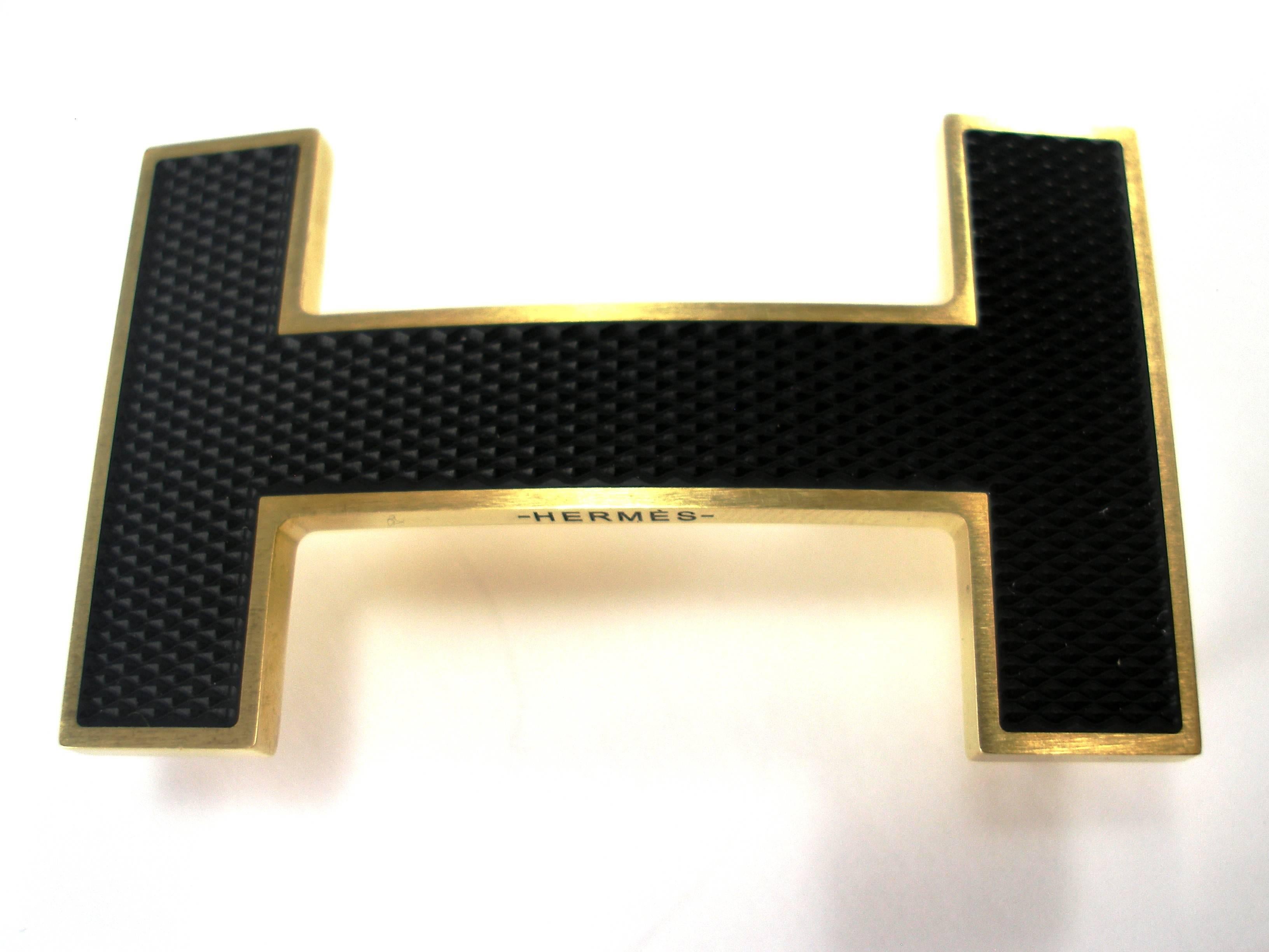 Hermes QUIZZ belt buckle 32mm black and gold  1