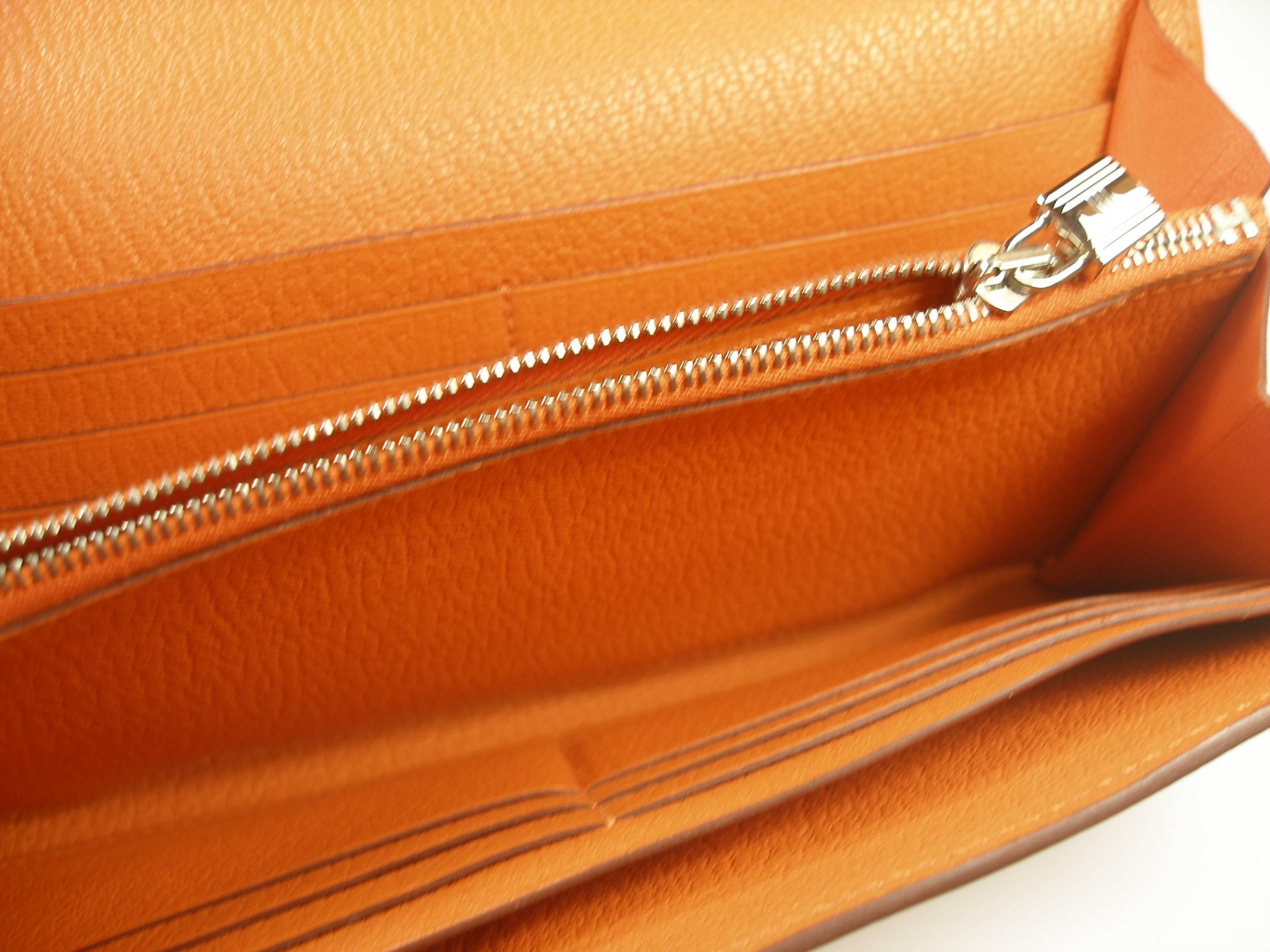 Hermès Kelly Long Wallet orange mysore leather and Palladium Hdw / BRAND NEW  4