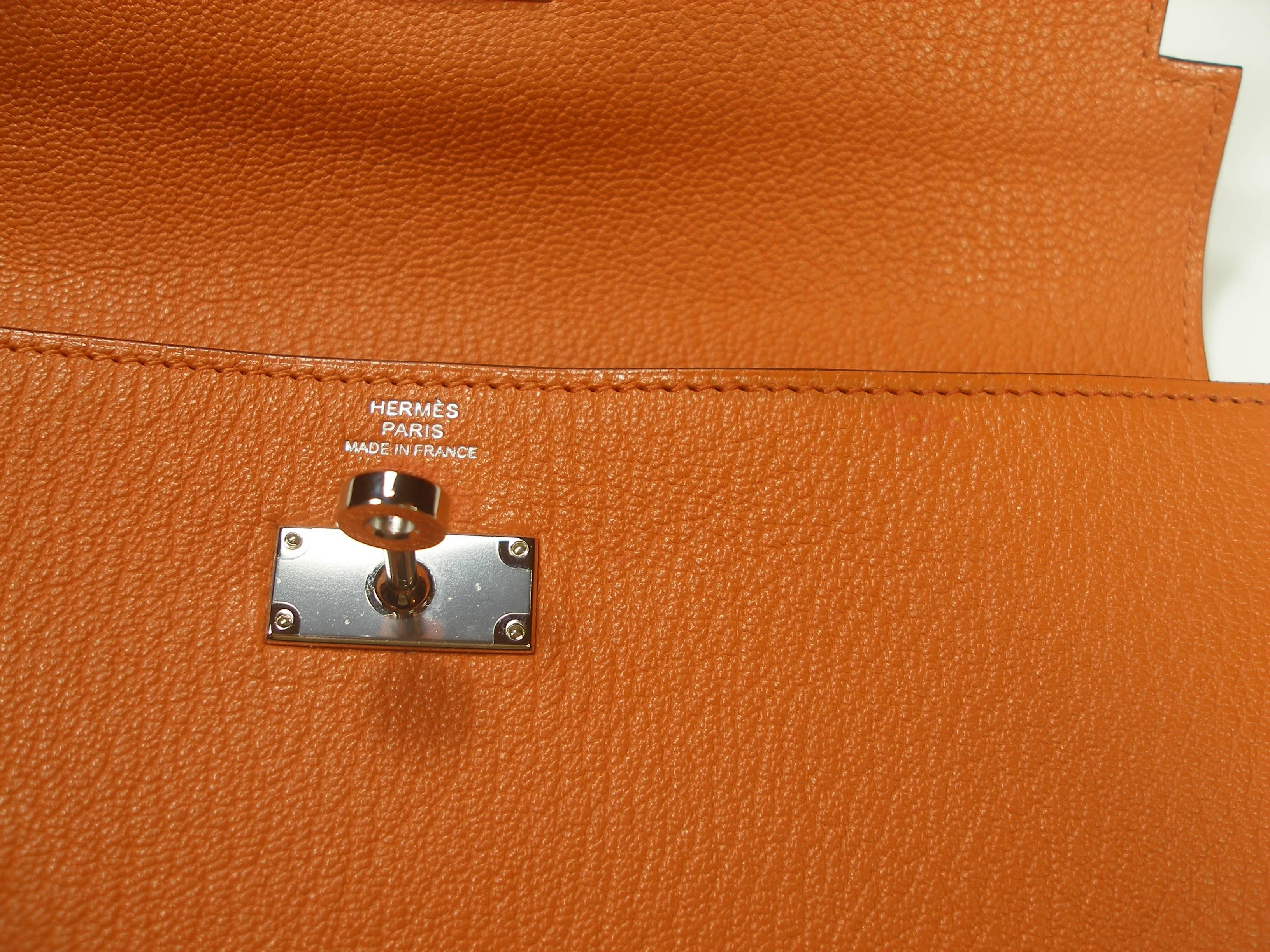 Hermès Kelly Long Wallet orange mysore leather and Palladium Hdw / BRAND NEW  6