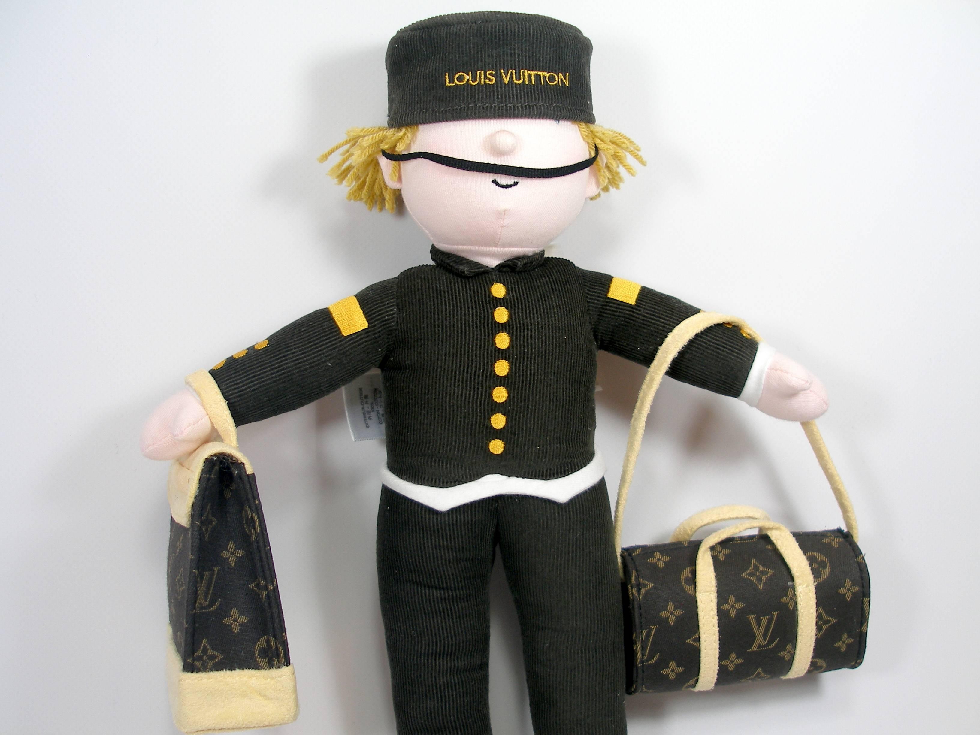 Black Louis Vuitton Plush Groom Doll Bellboy Stuffed Bag VIP Customer Limited Rare 