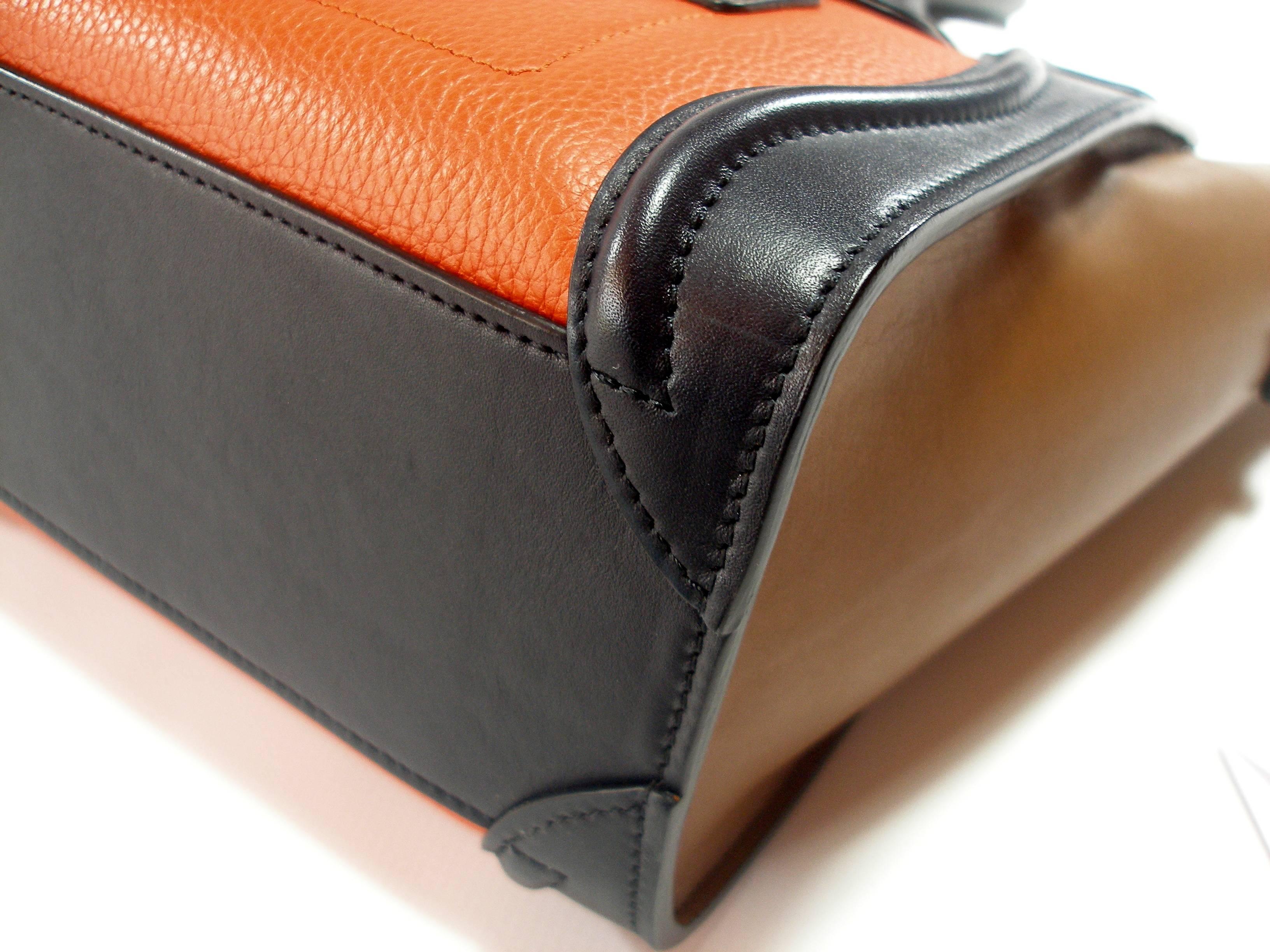 Black Céline Mini Luggage Multi-color Calfskin Leather Handle Bag / RARE COLOR