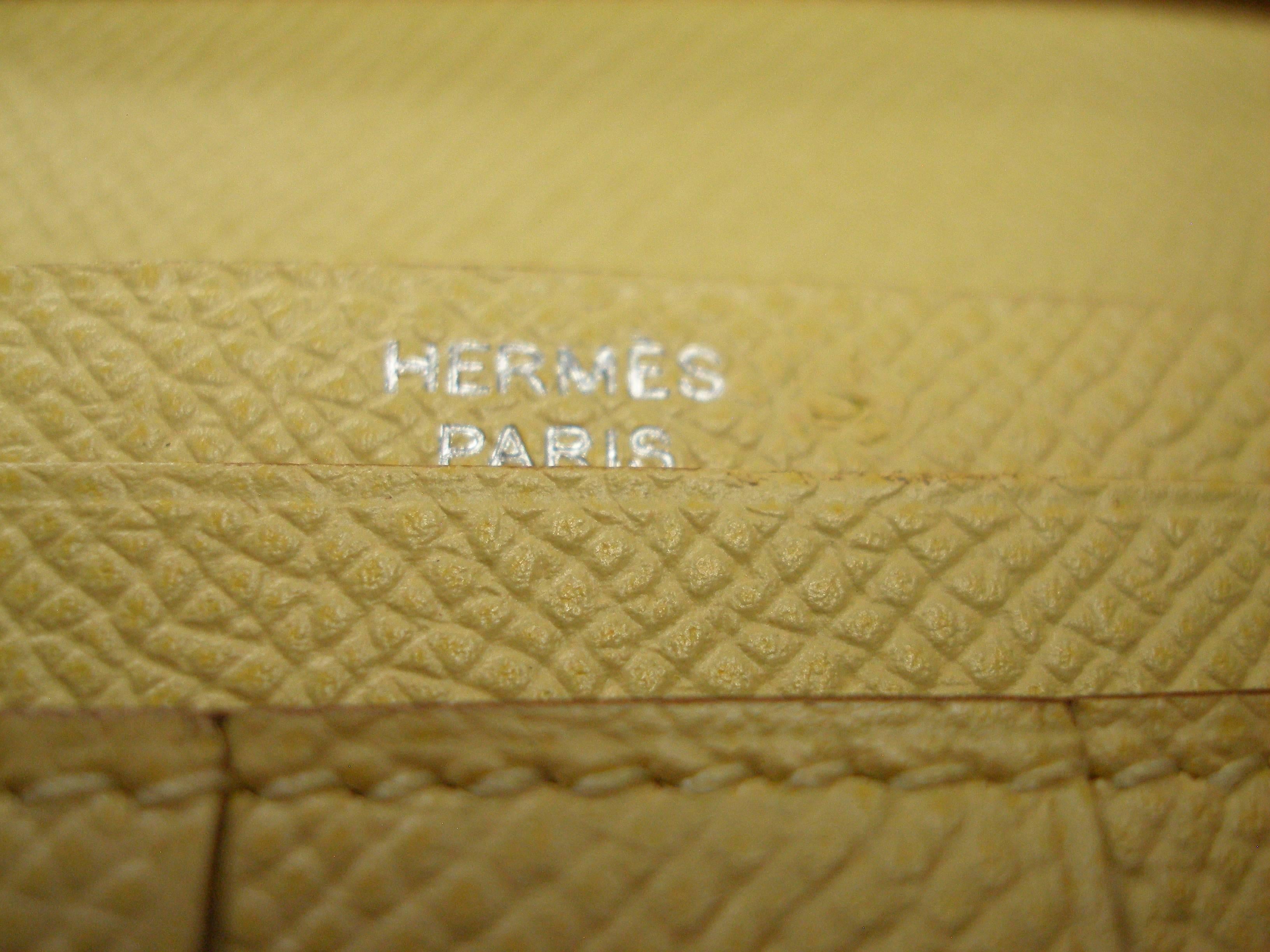 Hermès Béarn Soufflet Wallet epsom Leather Jaune Pouissin Palladium HW / NEW 1