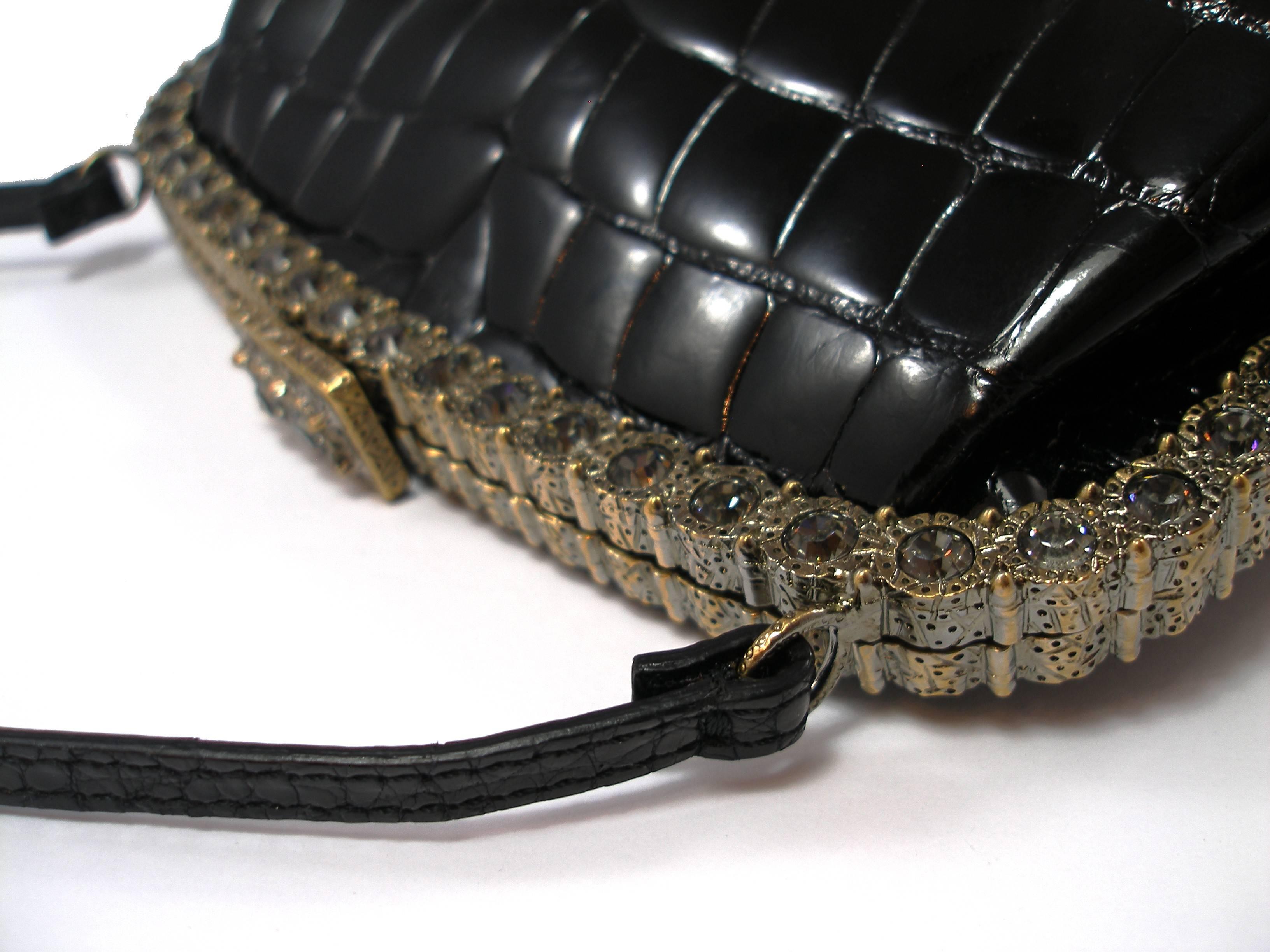 Black Valentino Evening bag in Alligator and crystal / Edition Limited very rare