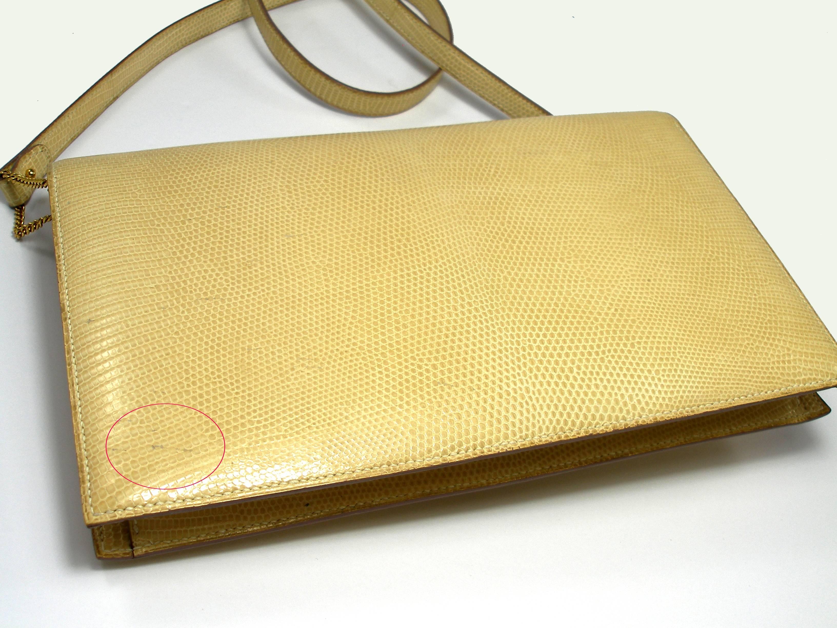 Hermès Vintage Lydies Clutch lézard créme / Rare in this color ...Great deal !  In Good Condition In VERGT, FR