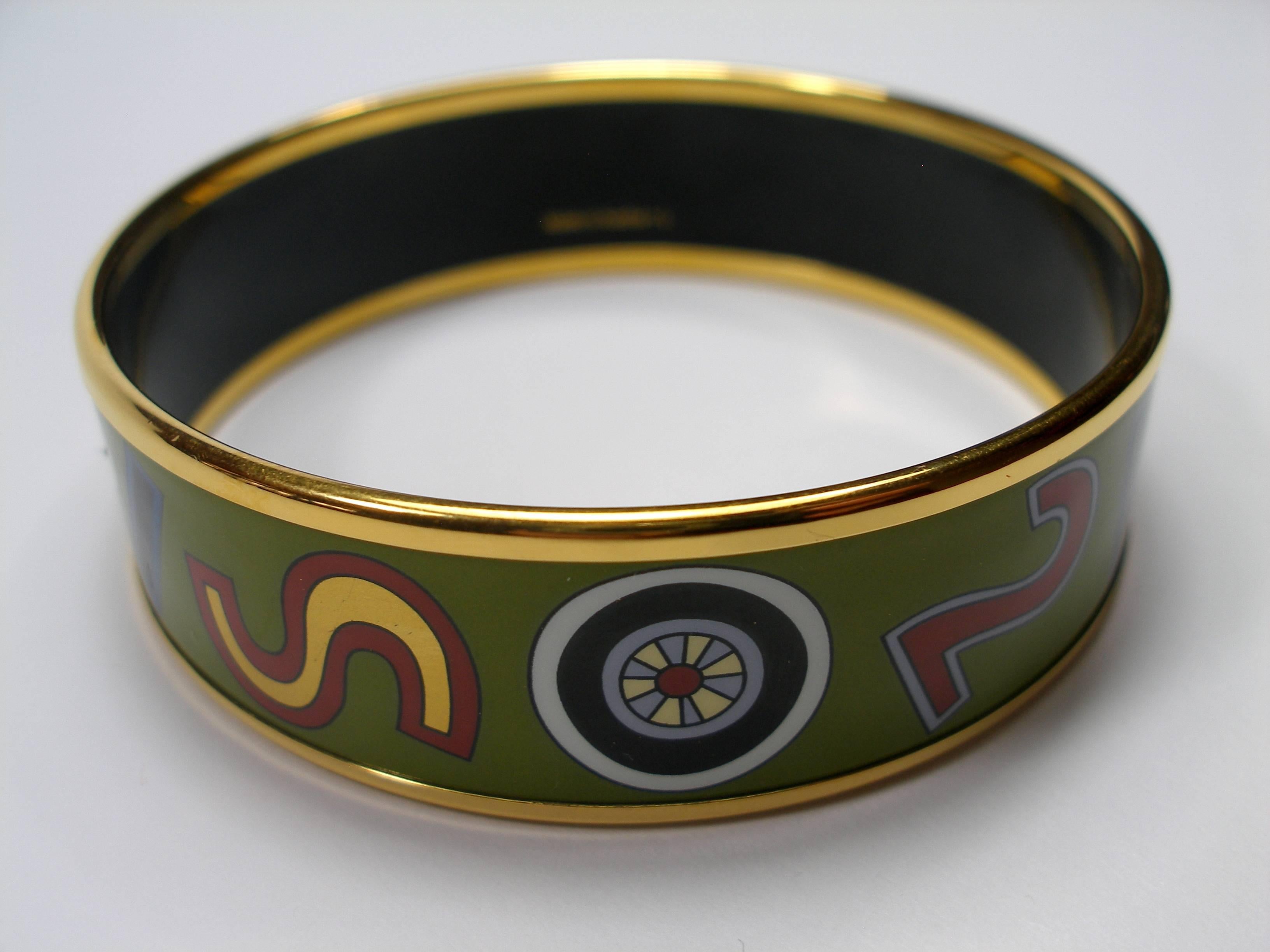 Women's Hermès Tohu Bohu Printed Enamel Bracelet PM 6 cm / RARE 