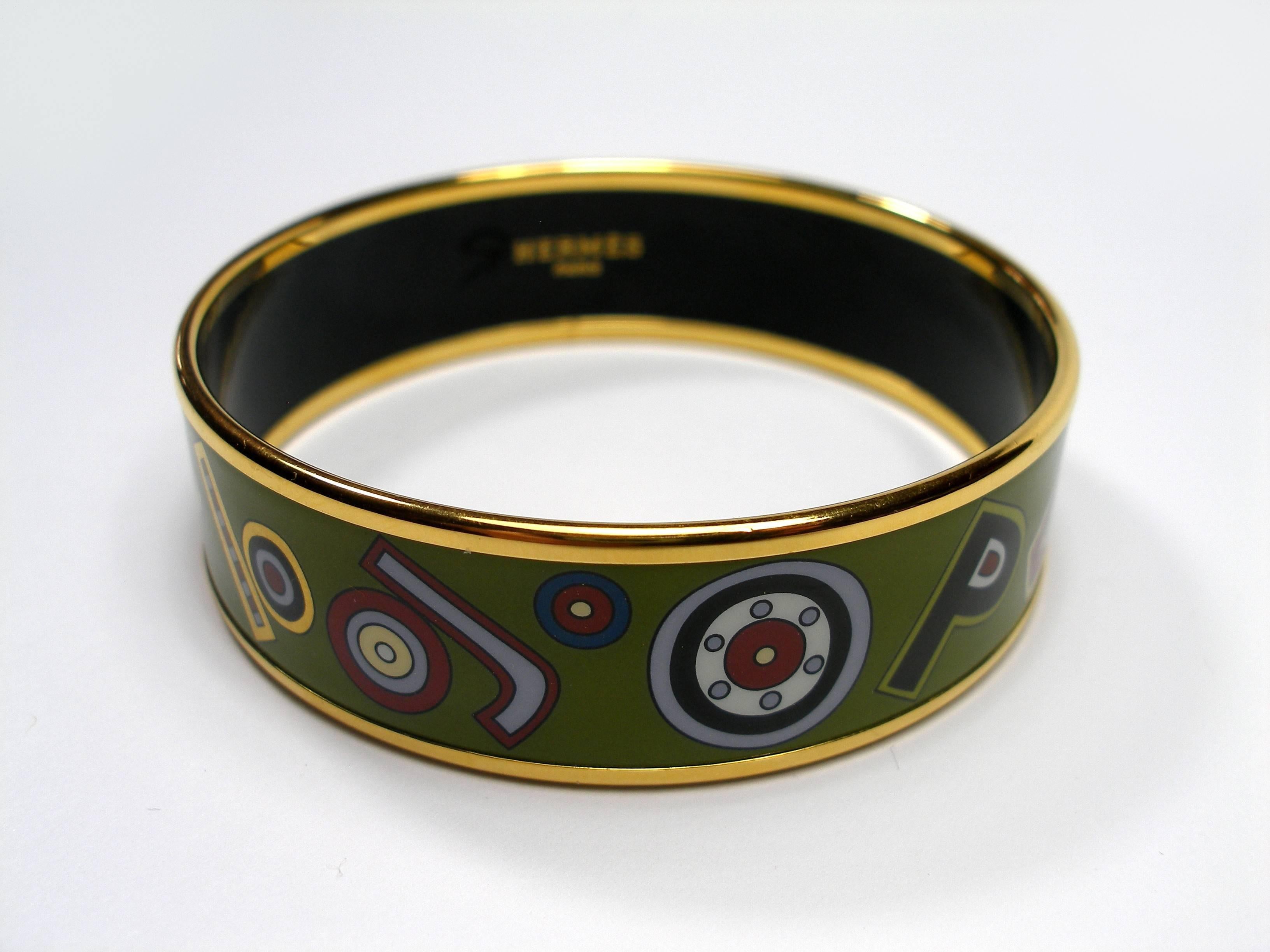 Hermès Tohu Bohu Printed Enamel Bracelet PM 6 cm / RARE  2