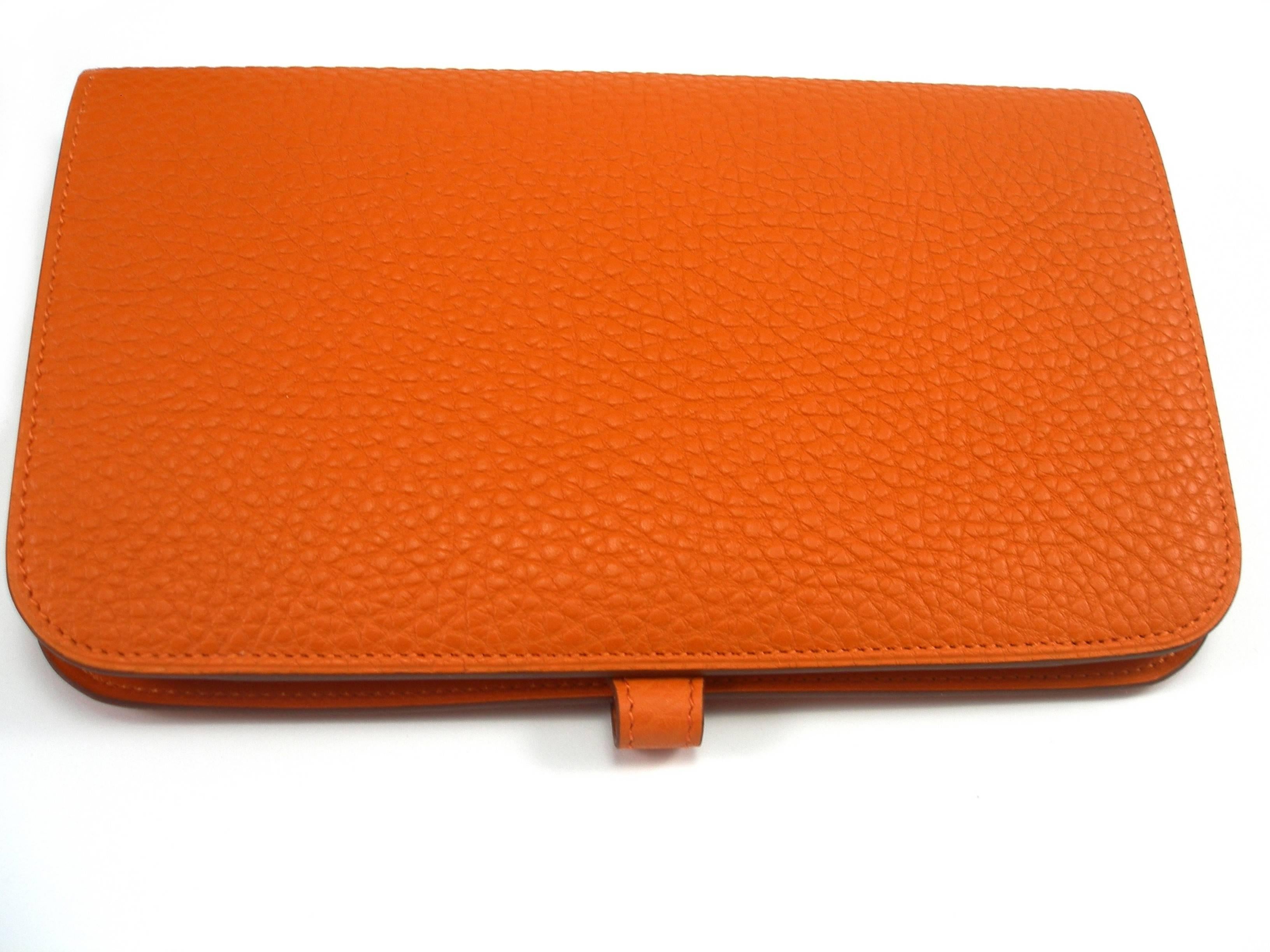 Wallet Dogon duoTogo Leather Orange Color Palladium HW / BRAND NEW  2