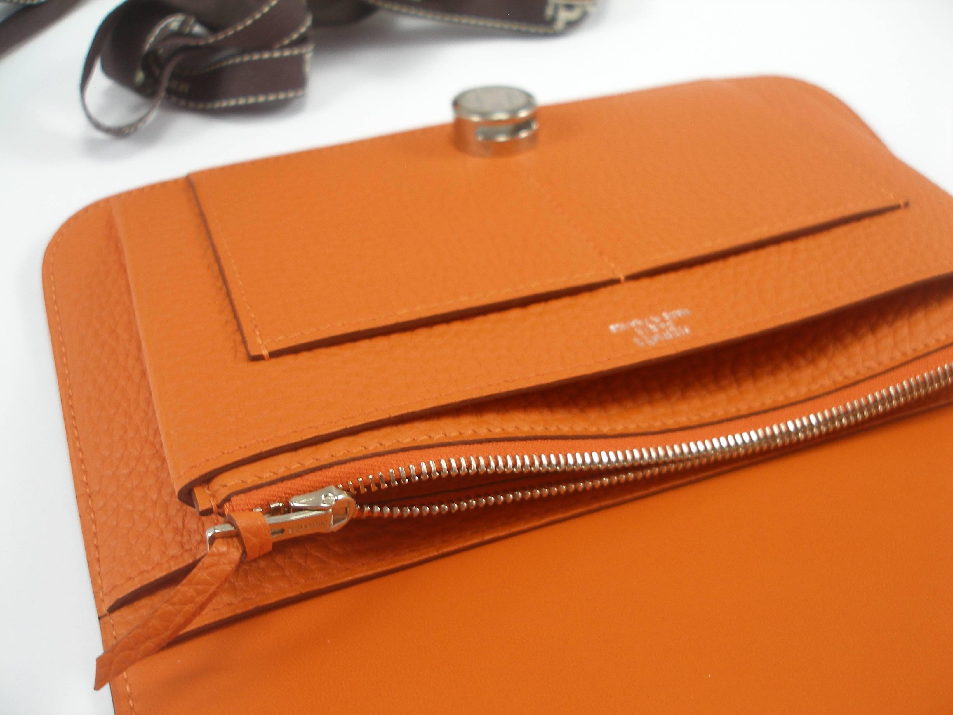 Wallet Dogon duoTogo Leather Orange Color Palladium HW / BRAND NEW  4