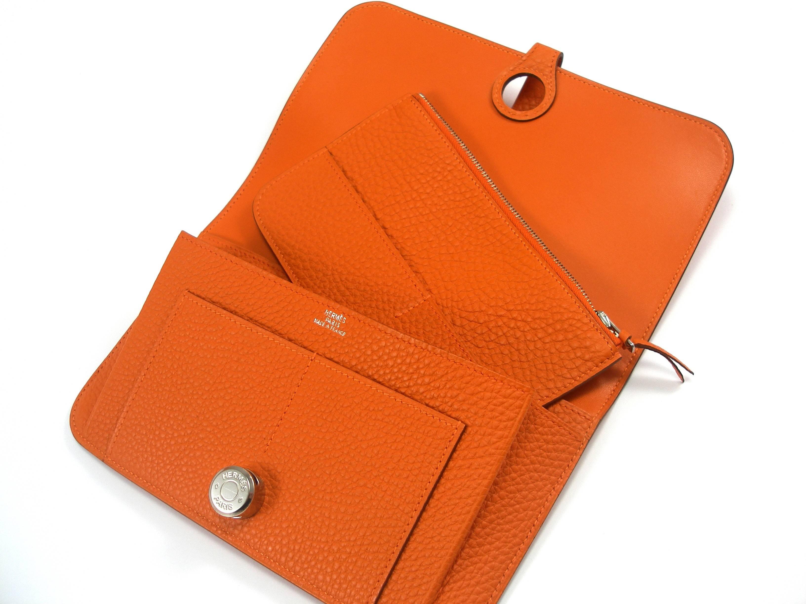 Wallet Dogon duoTogo Leather Orange Color Palladium HW / BRAND NEW  7