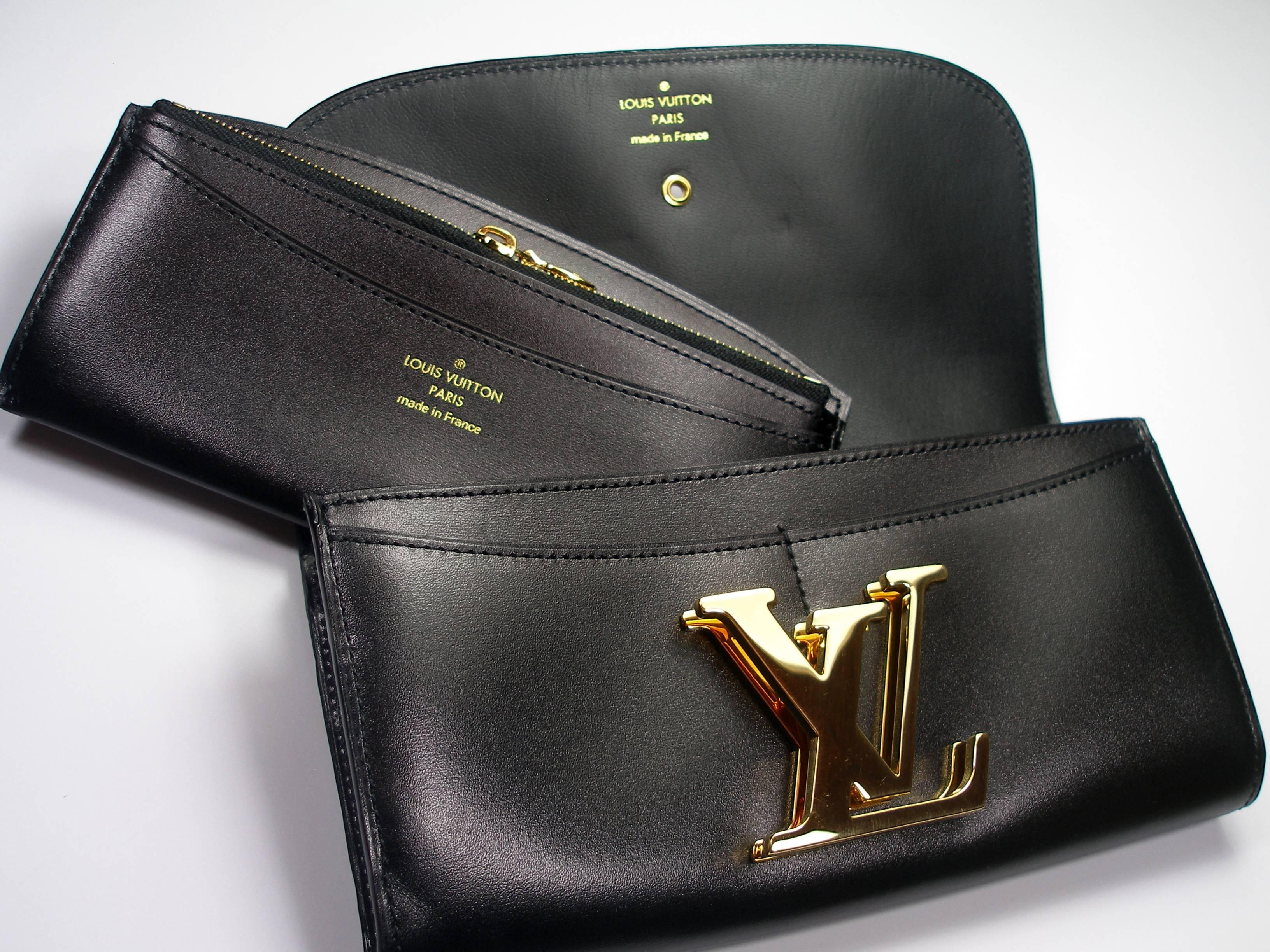  LOUIS VUITTON Box Calfskin Vivienne Duo LV Long Wallet Noir Black / BRAND NEW  In Excellent Condition In VERGT, FR