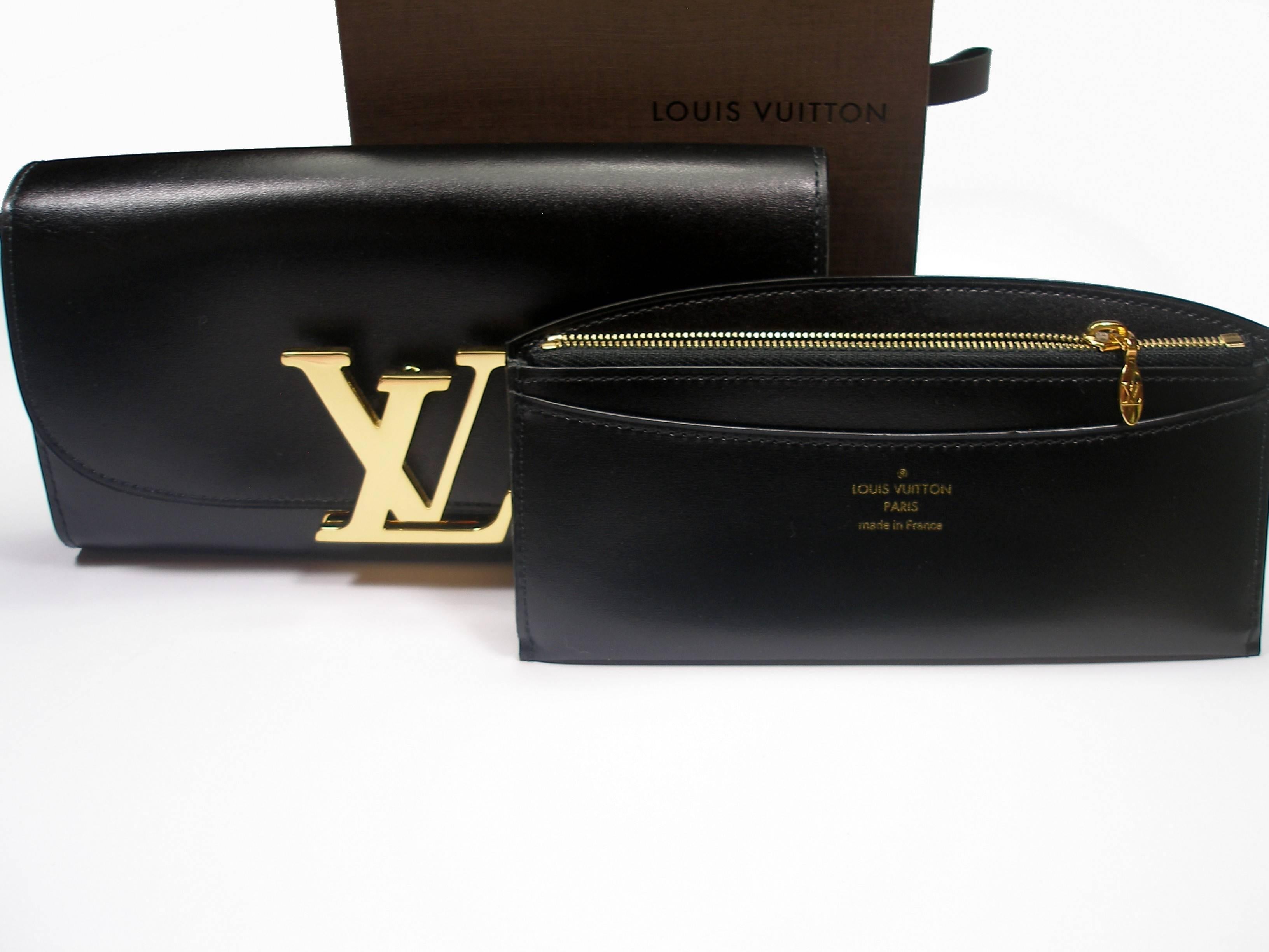  LOUIS VUITTON Box Calfskin Vivienne Duo LV Long Wallet Noir Black / BRAND NEW  2