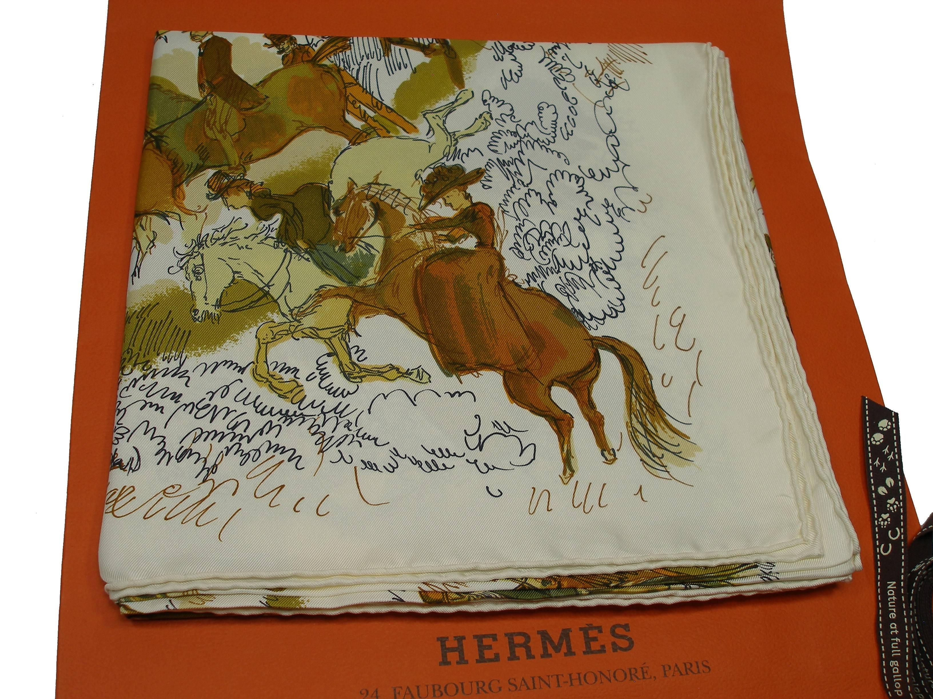 Rare Hermès Les Amazones scarf silk twill 90 cm / BRAND NEW 3