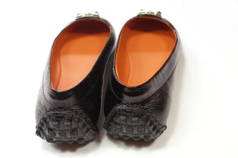 hermes black flats