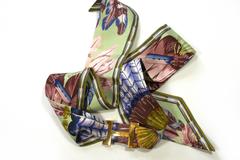 HERMES " Brazil " Twilly Scarf Ribbon & H buckle / VERY CUTE