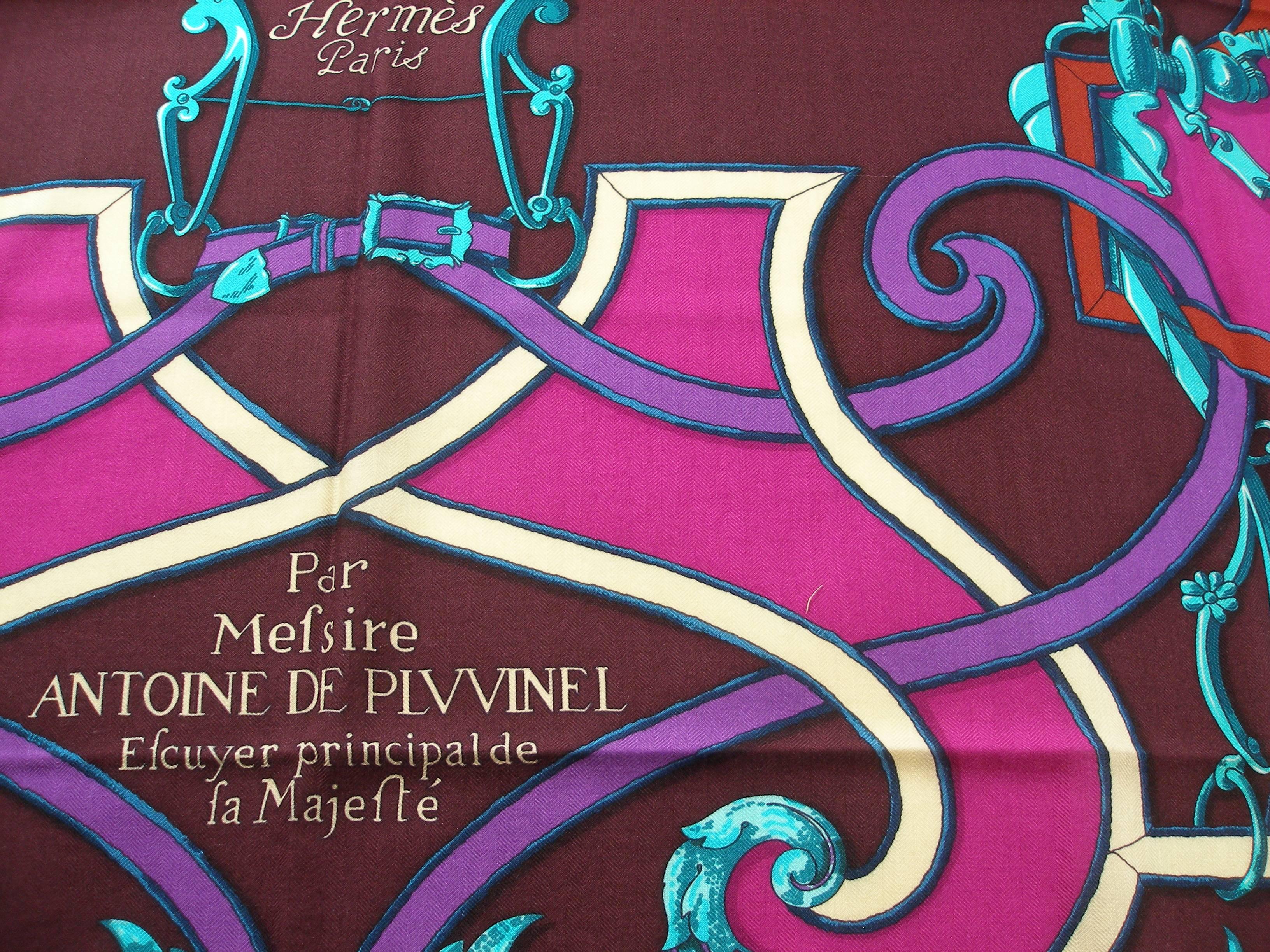 RARE HERMES Cashmere Silk L'Instruction du Roi Shawl 140 -55   / Brand New  In New Condition In VERGT, FR