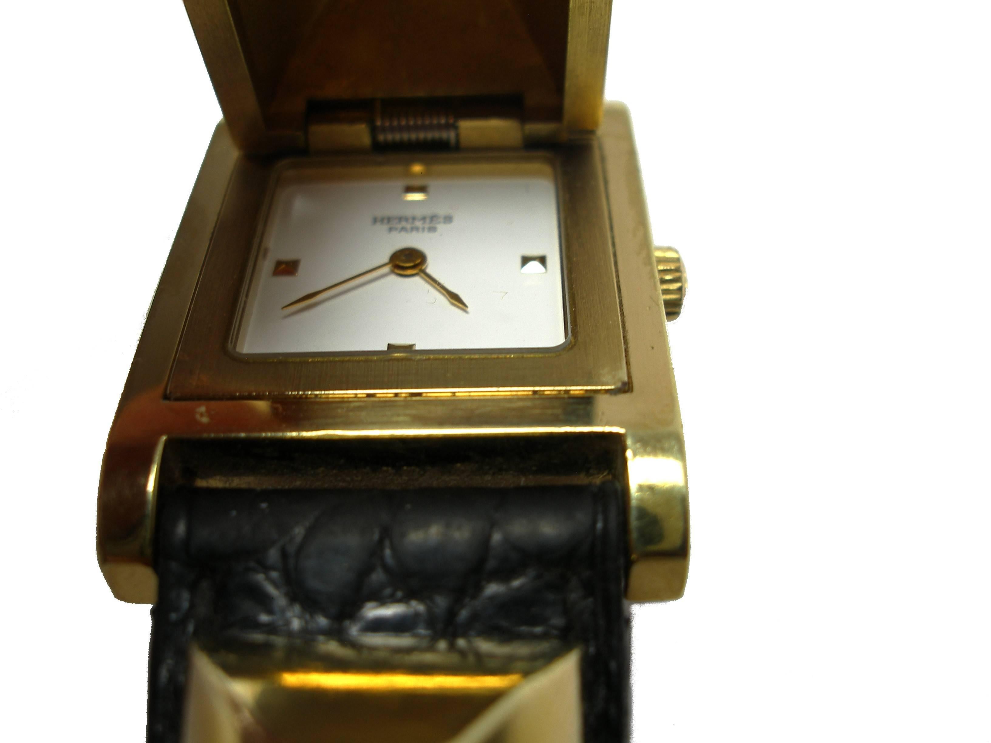 Hermès Vintage Médor Pm Collier de Chien Croc Watch Bracelet / GOOD DEAL  4