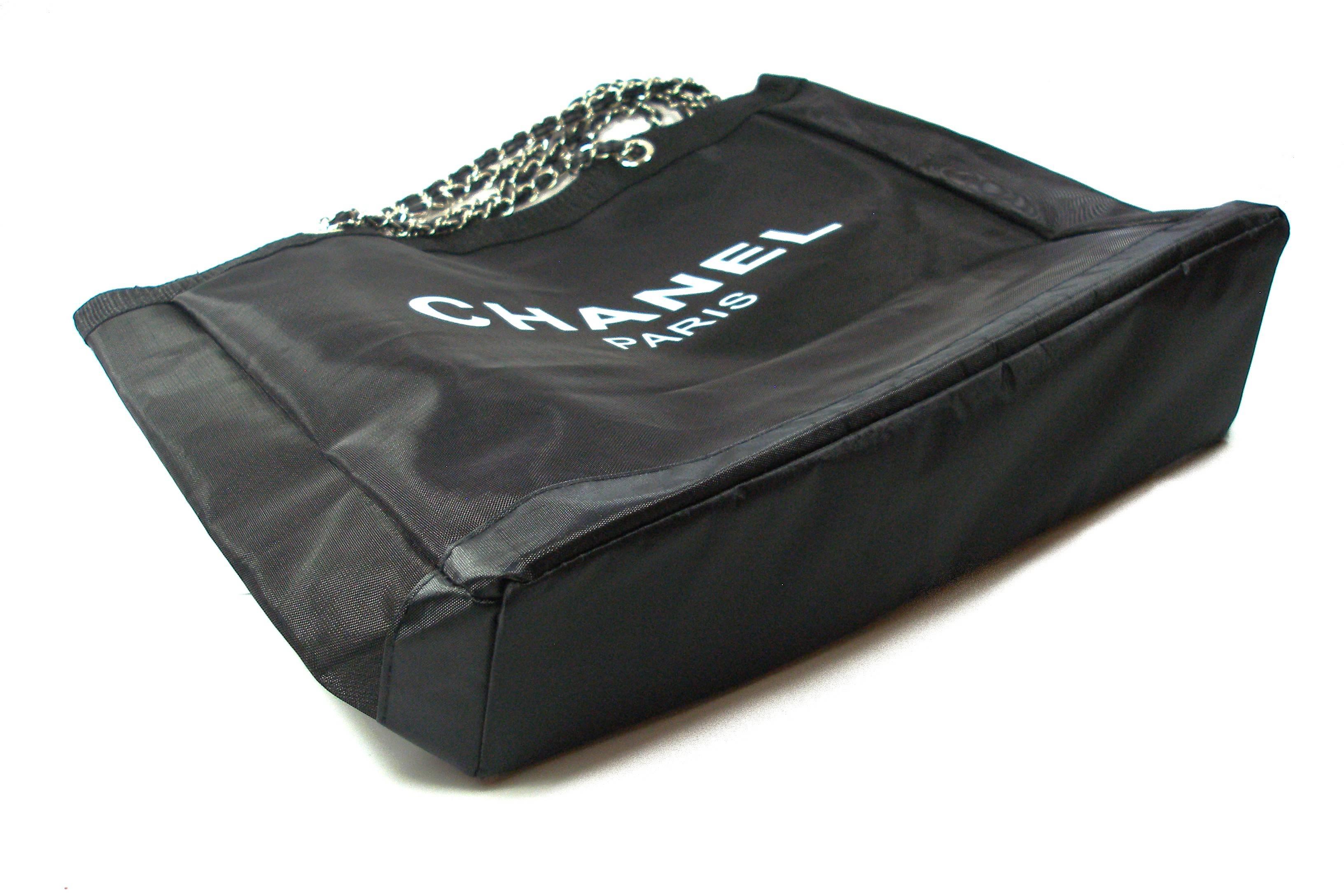 CHANEL VIP Black Mesh Tote Bag Shopping Travel SHOPPER / BRAND NEW  1