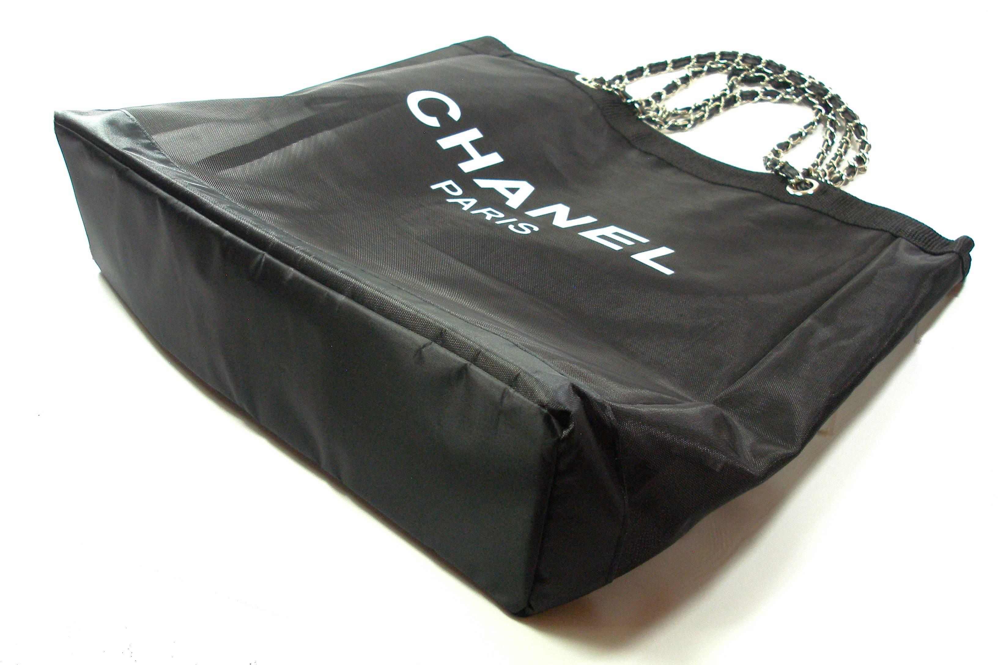 CHANEL VIP Black Mesh Tote Bag Shopping Travel SHOPPER / BRAND NEW  2