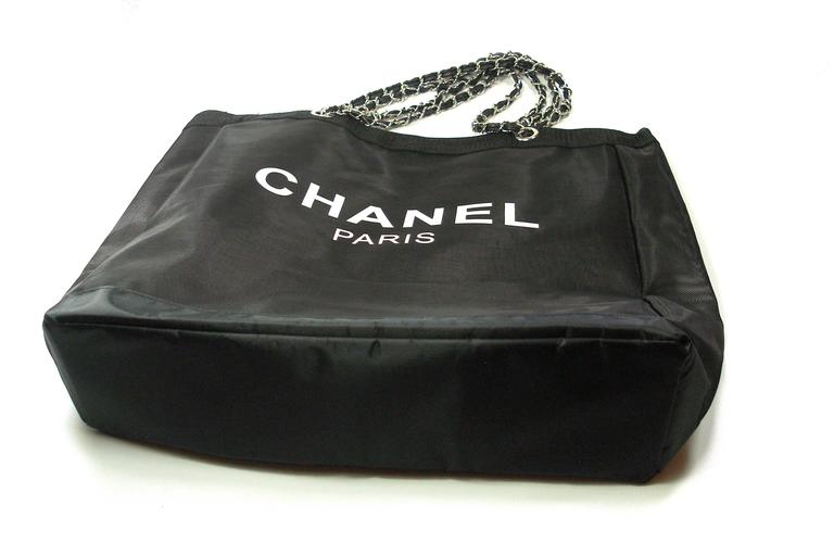 CHANEL VIP Black Mesh Tote Bag Shopping Travel SHOPPER / BRAND NEW