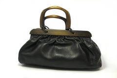 GUCCI by TOM FORD Wooden Handles Black Leather Doctor Satchel 2002 Bag