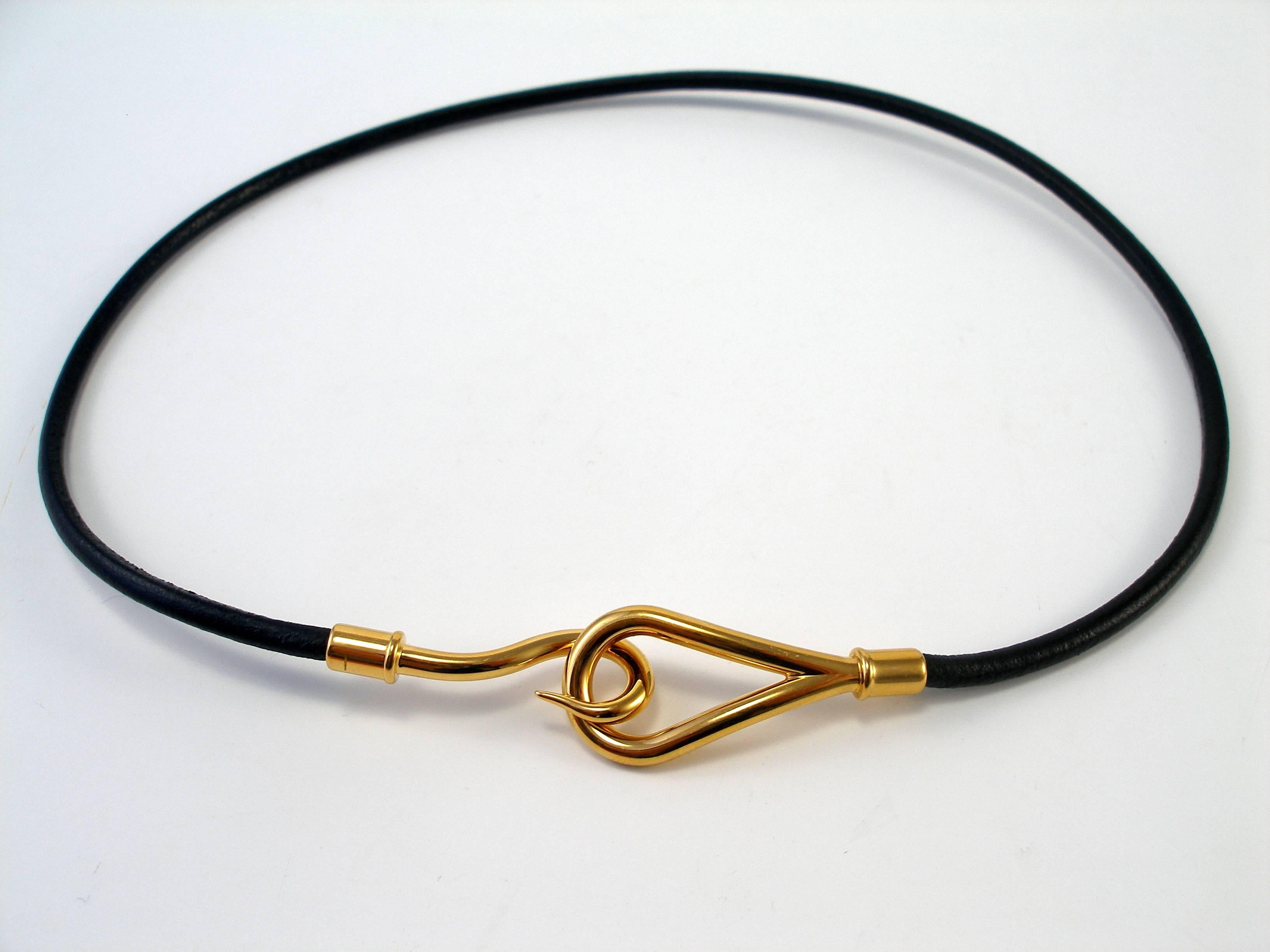 SOLD OUT EVERY WHERE Hermès Made in France JUMBO Black and gold plated Necklace  3