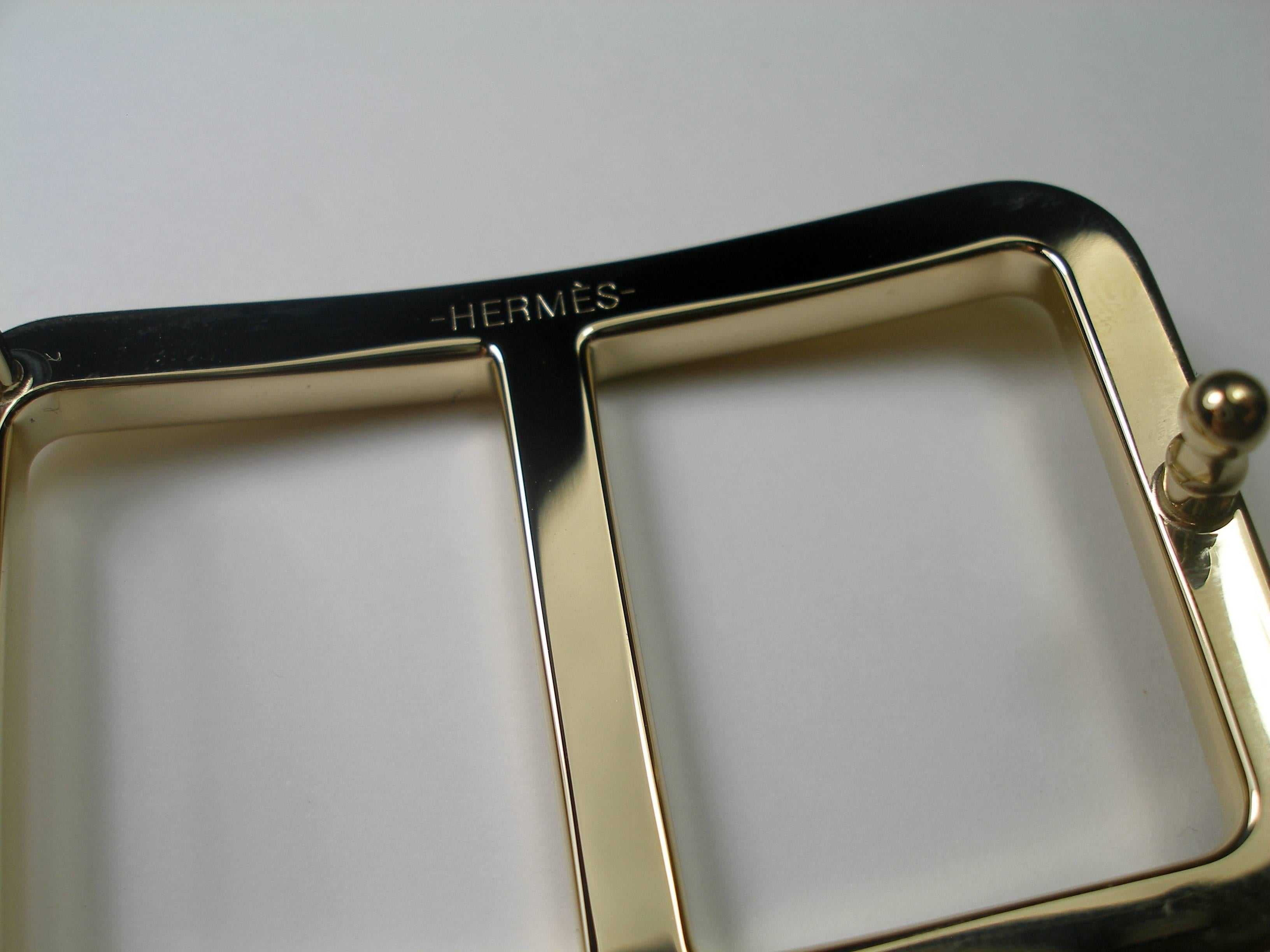 Rare H d'Hermès Rectangle Buckle for strap 3.2 cm Permabrass   In Good Condition In VERGT, FR