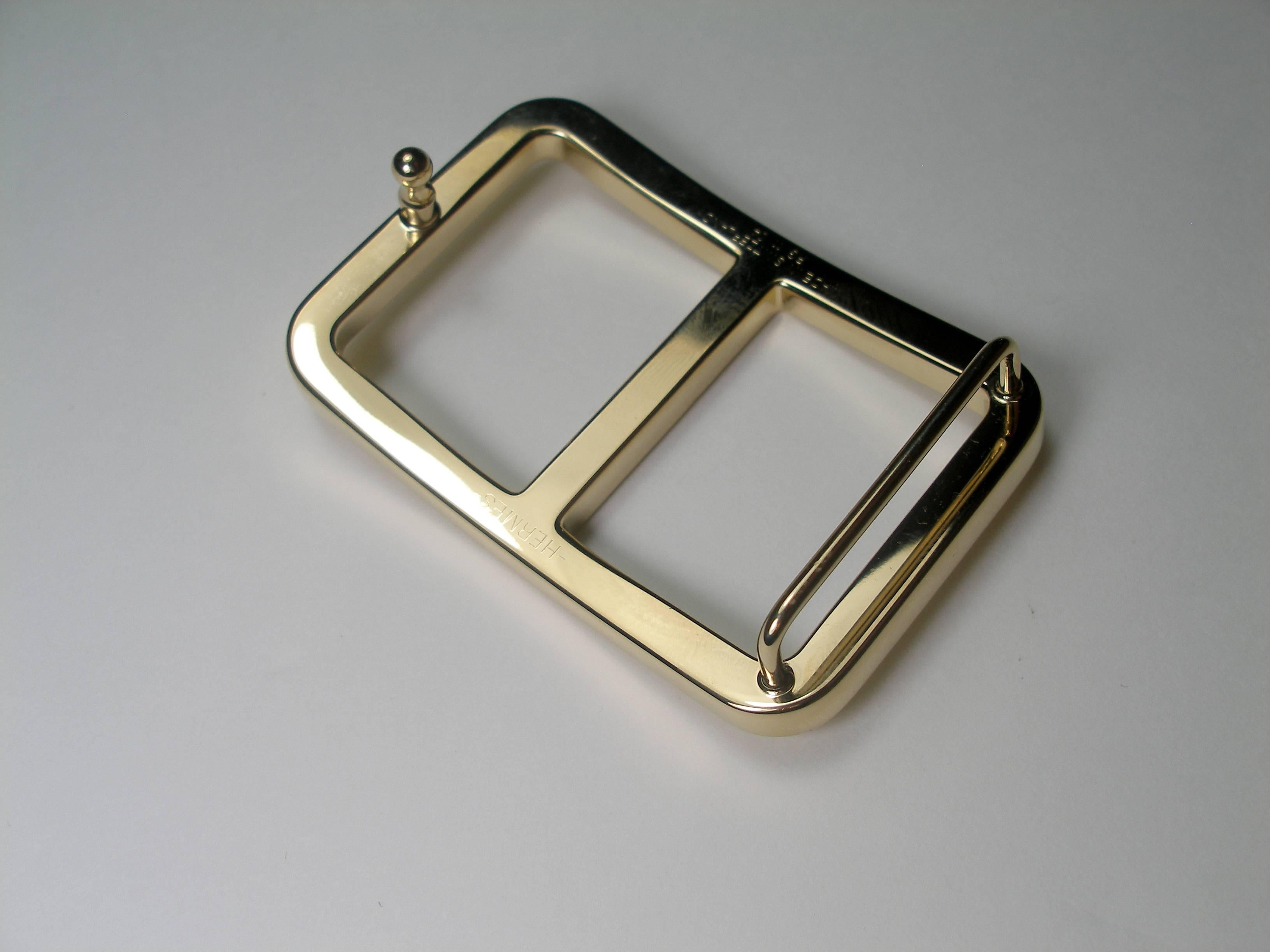 Women's or Men's Rare H d'Hermès Rectangle Buckle for strap 3.2 cm Permabrass  