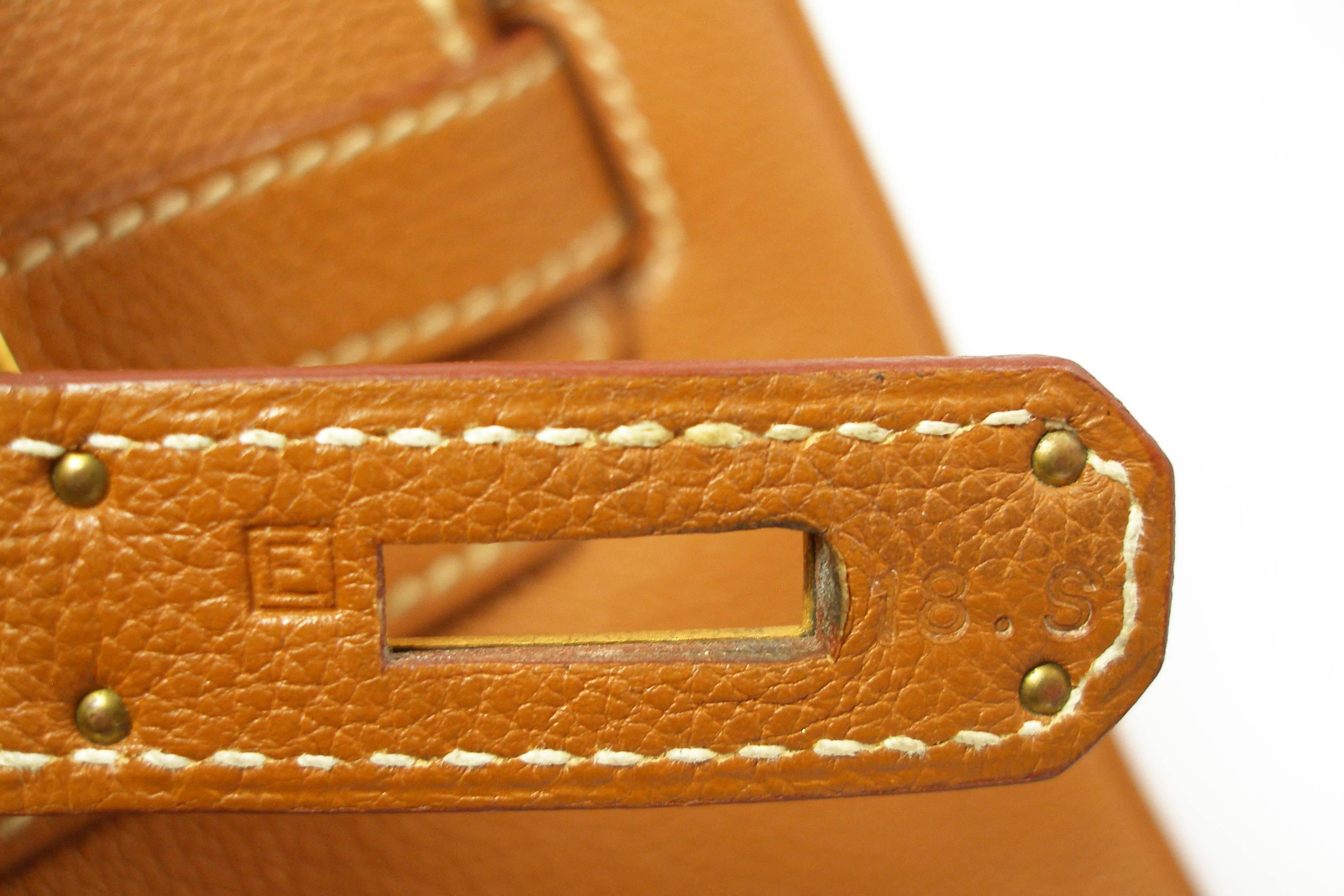 COLLECTIBLE Vintage Hermes 35 Birkin Bag Fauve Ardennes Leather Gold Hw ...