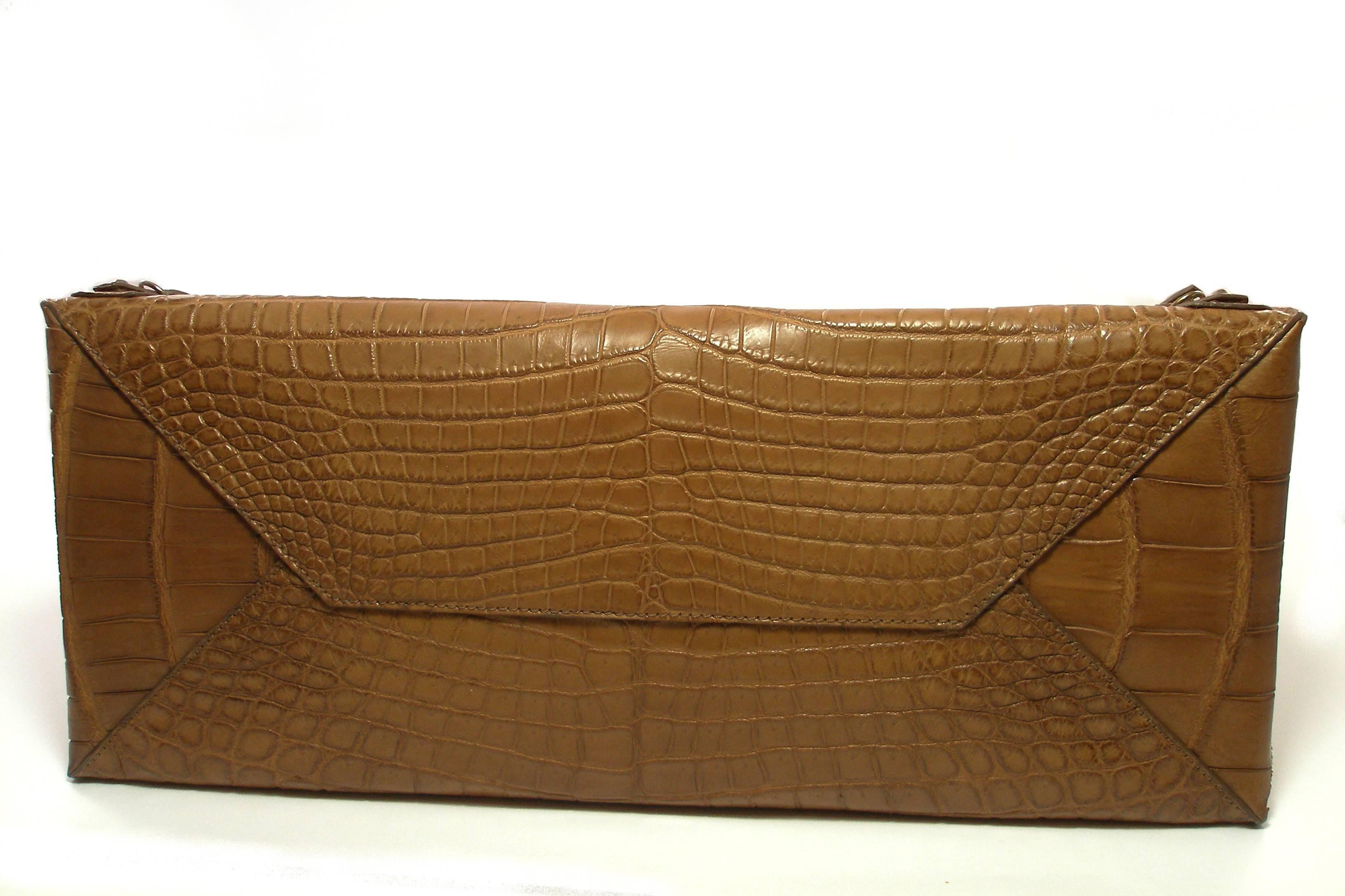 Brown RARE and Difficute to find  / Balenciaga Papier A4  Crocodile Leather Tote Bag 
