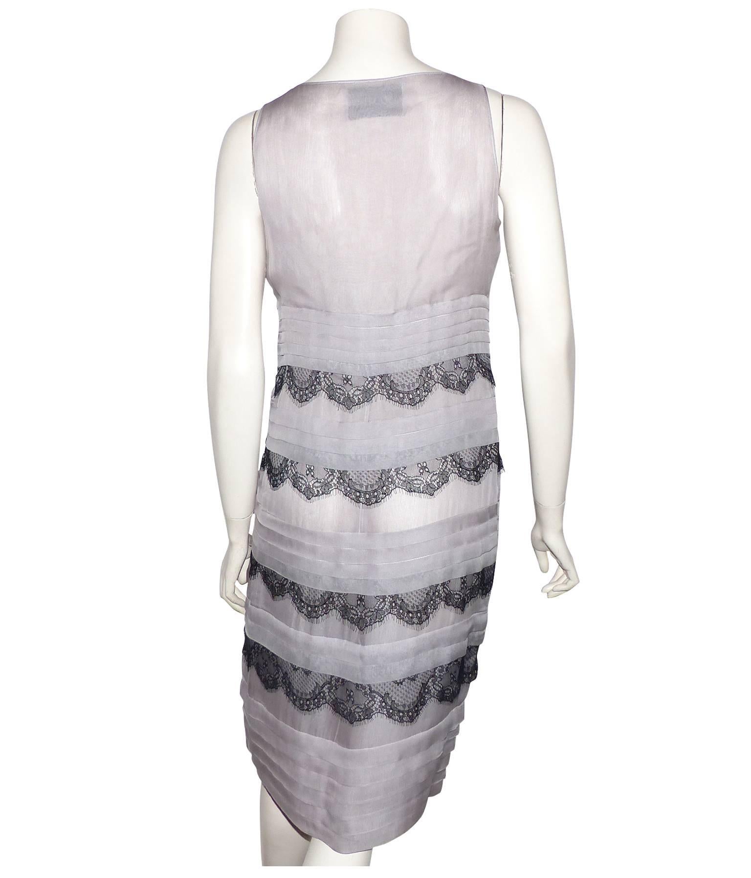 EFFET HAUTE COUTURE  Valentino Grey Silk Dress and  Black Lace  / SUBLIME  4