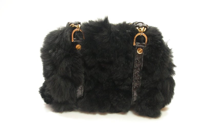 SO CUTE Micro Versace Bag in Python and fausse furring at 1stdibs