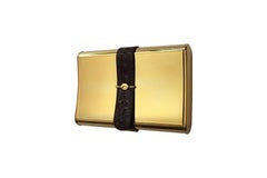 Stunning Piece  / Rare 70s Gucci Gold Tone + Leather Minaudière