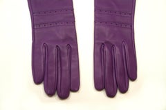 HERMES Ultra Purple leather Long Gloves Size 7.5  / BRAND NEW