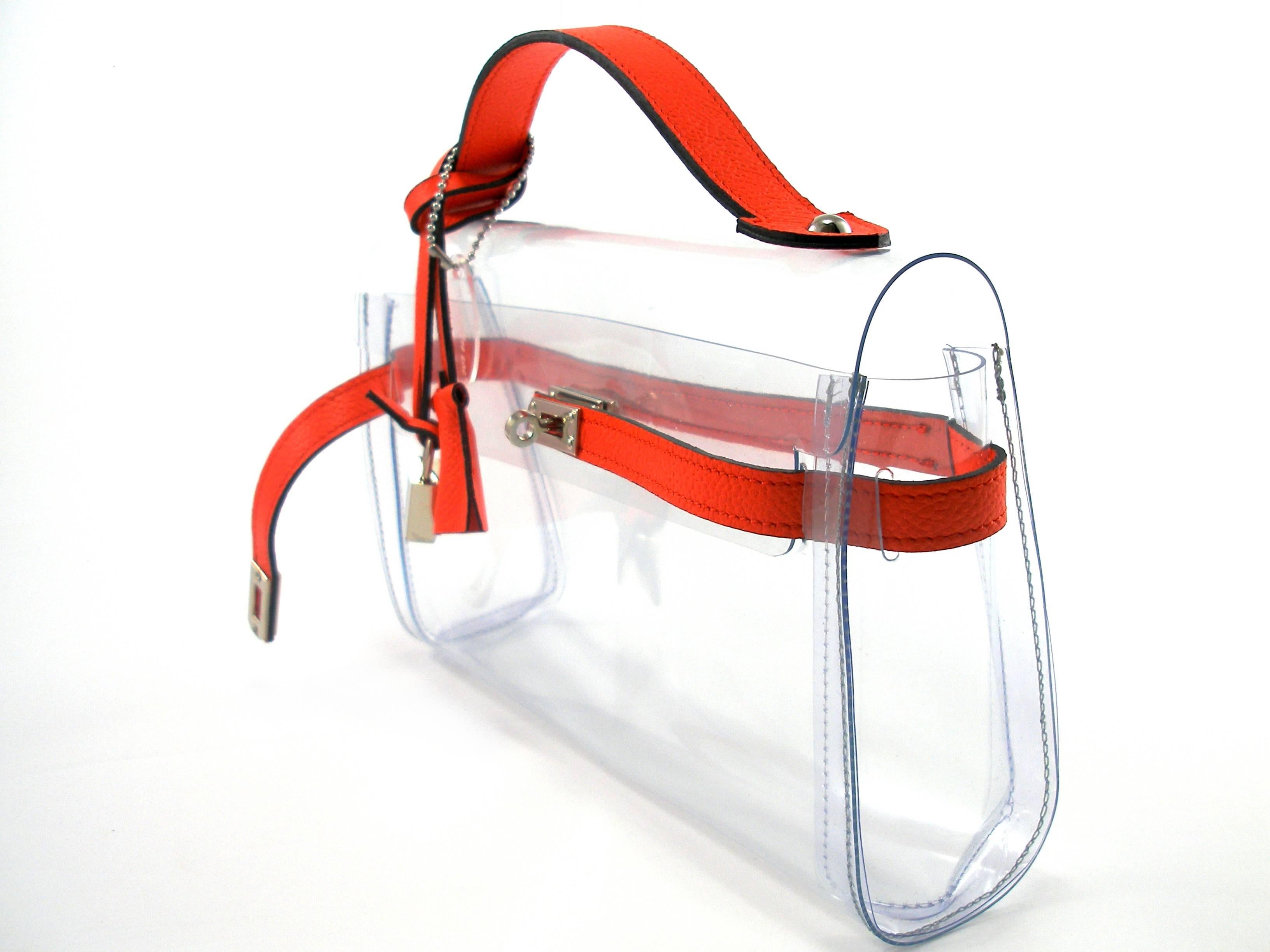 ORIGINAL Mon Autre Sac ® Clutch Crystal Pvc and Red leather / Brand New  In New Condition In VERGT, FR