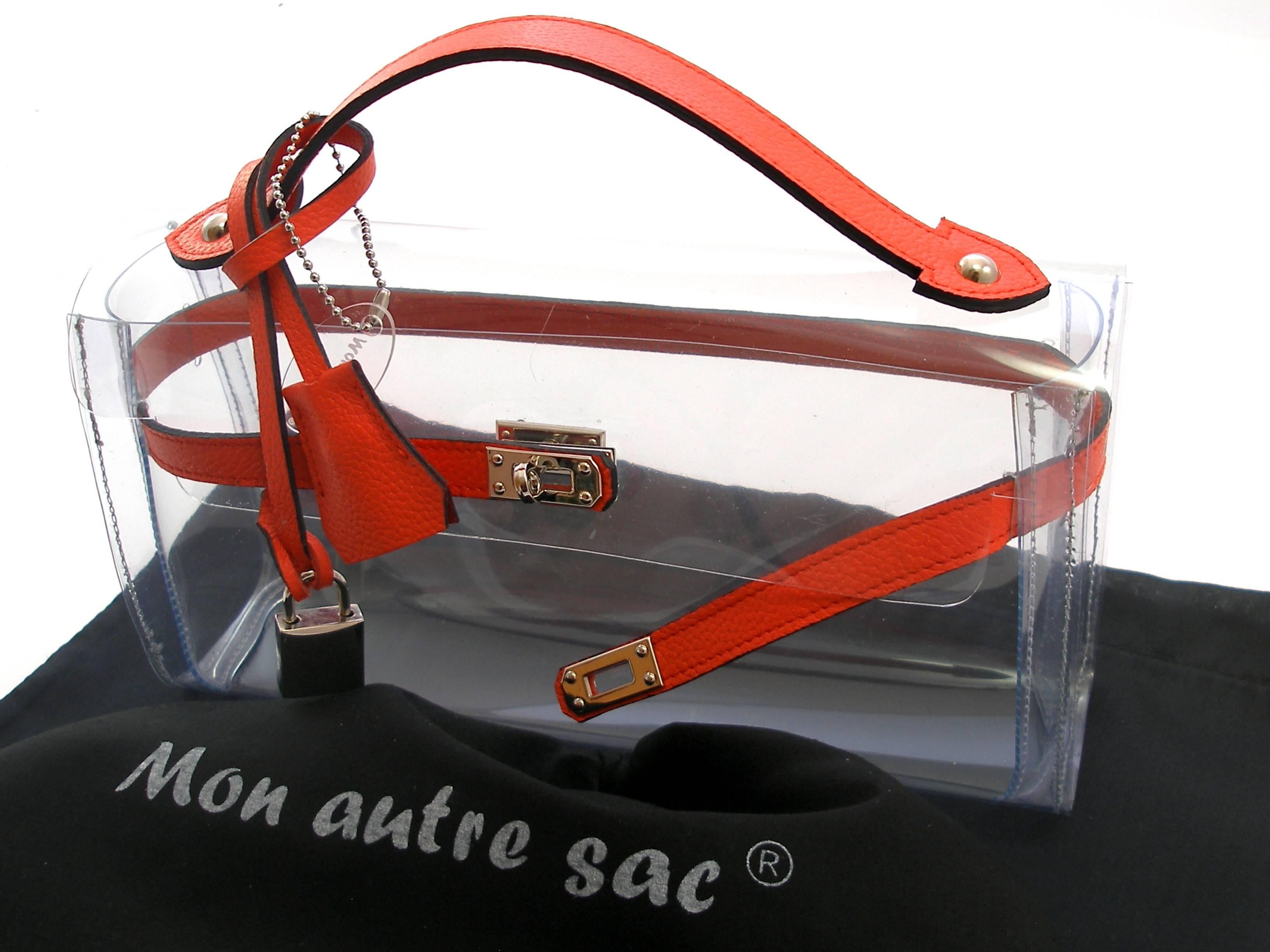 ORIGINAL Mon Autre Sac ® Clutch Crystal Pvc and Red leather / Brand New  3