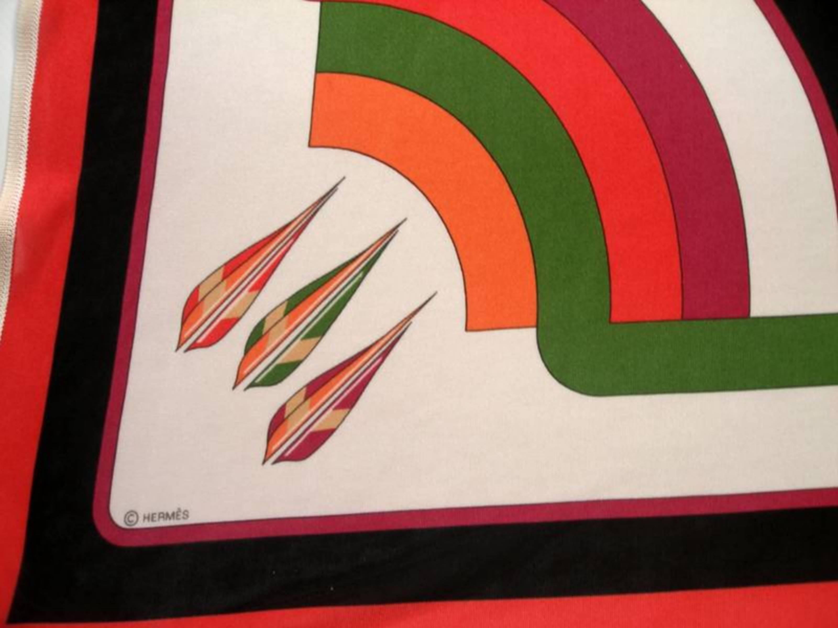 Hermès ARC EN CIEL Fluid Jersey silk 90 cm Scarf  / Good Condition 1