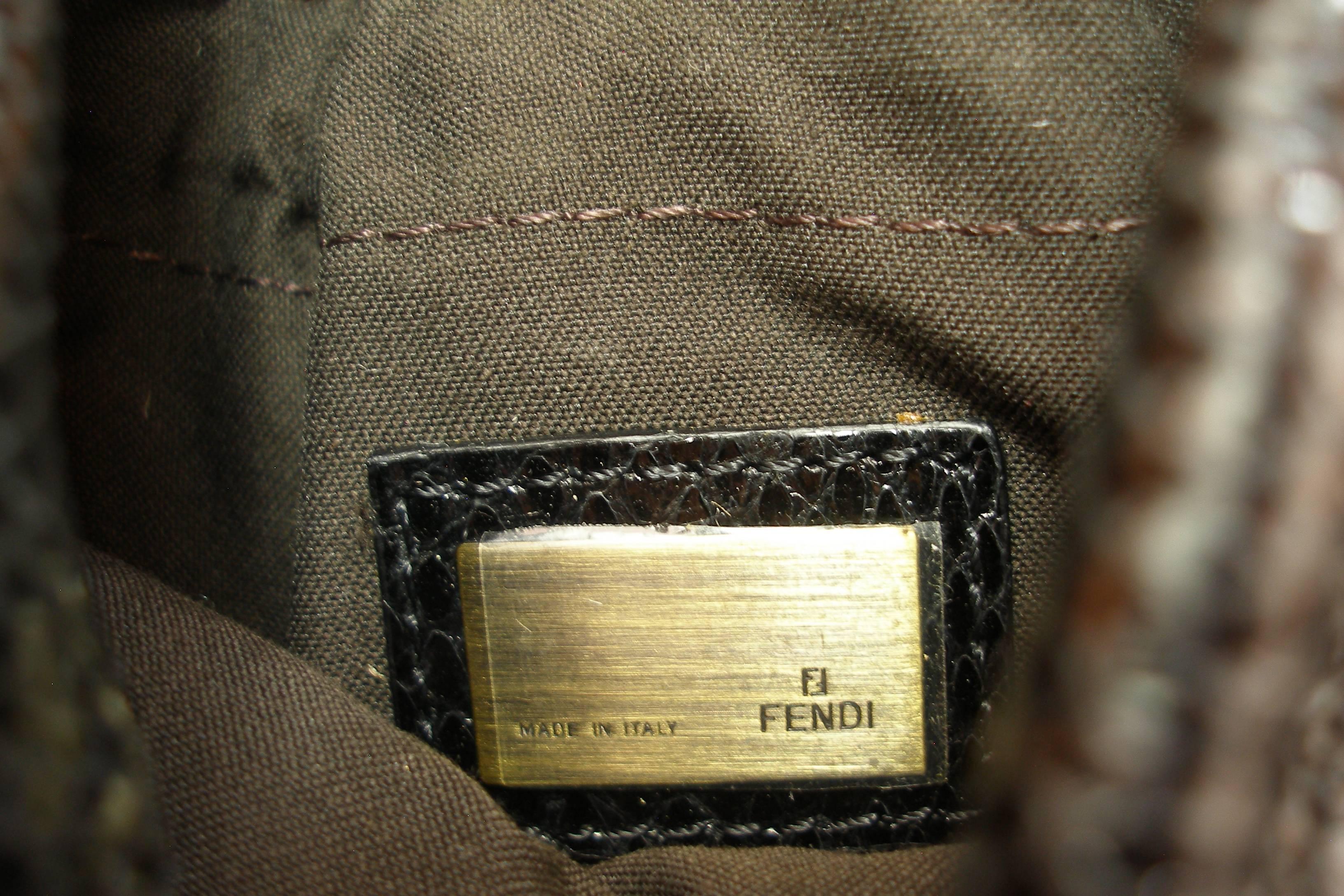 RARE 1990 Limited Edition Fendi Fold Over Chain Lizard Handbag For Sale 4