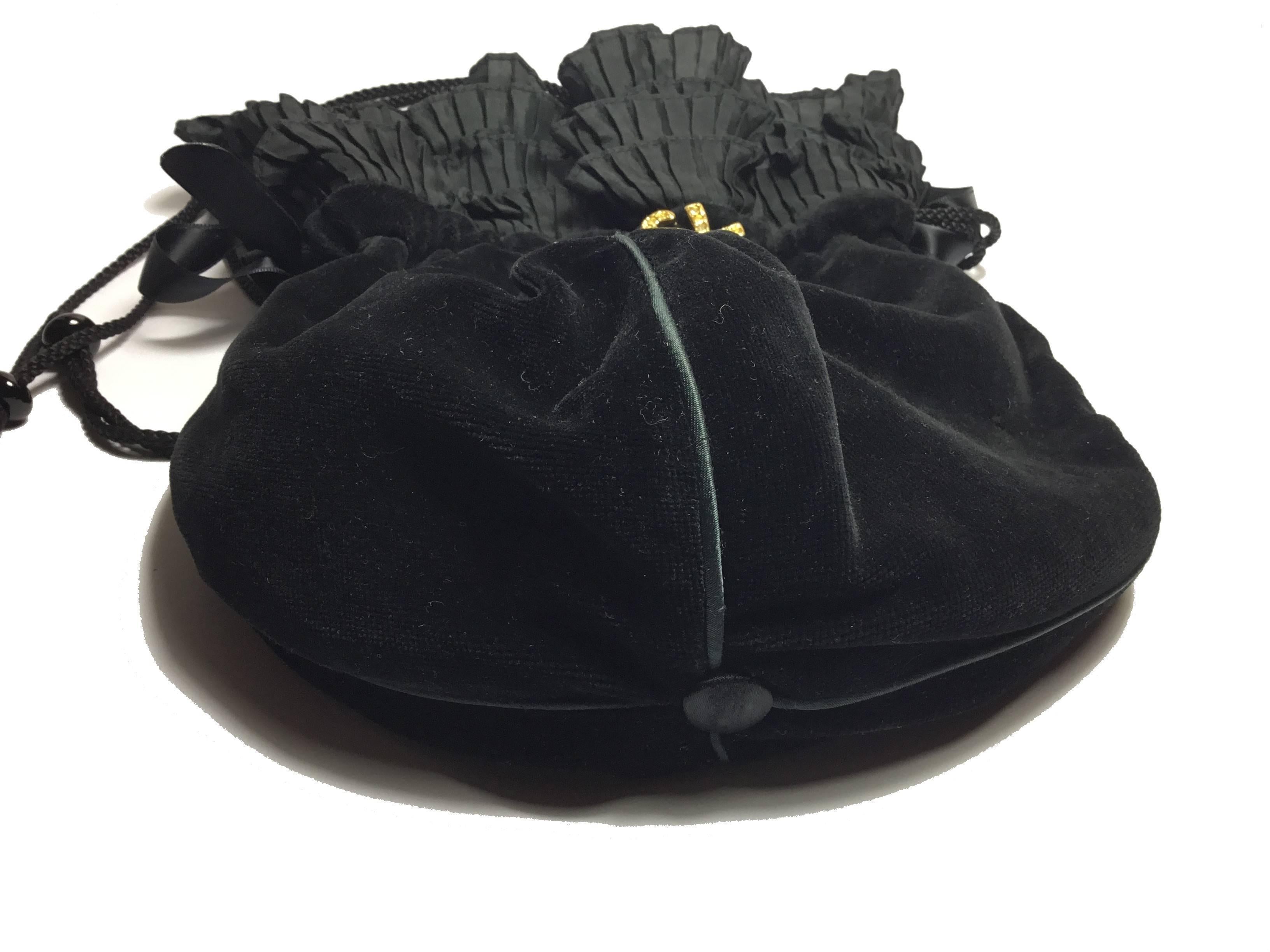Yves Saint Laurent Vintage Black Velvet Satin Evening Bag  5