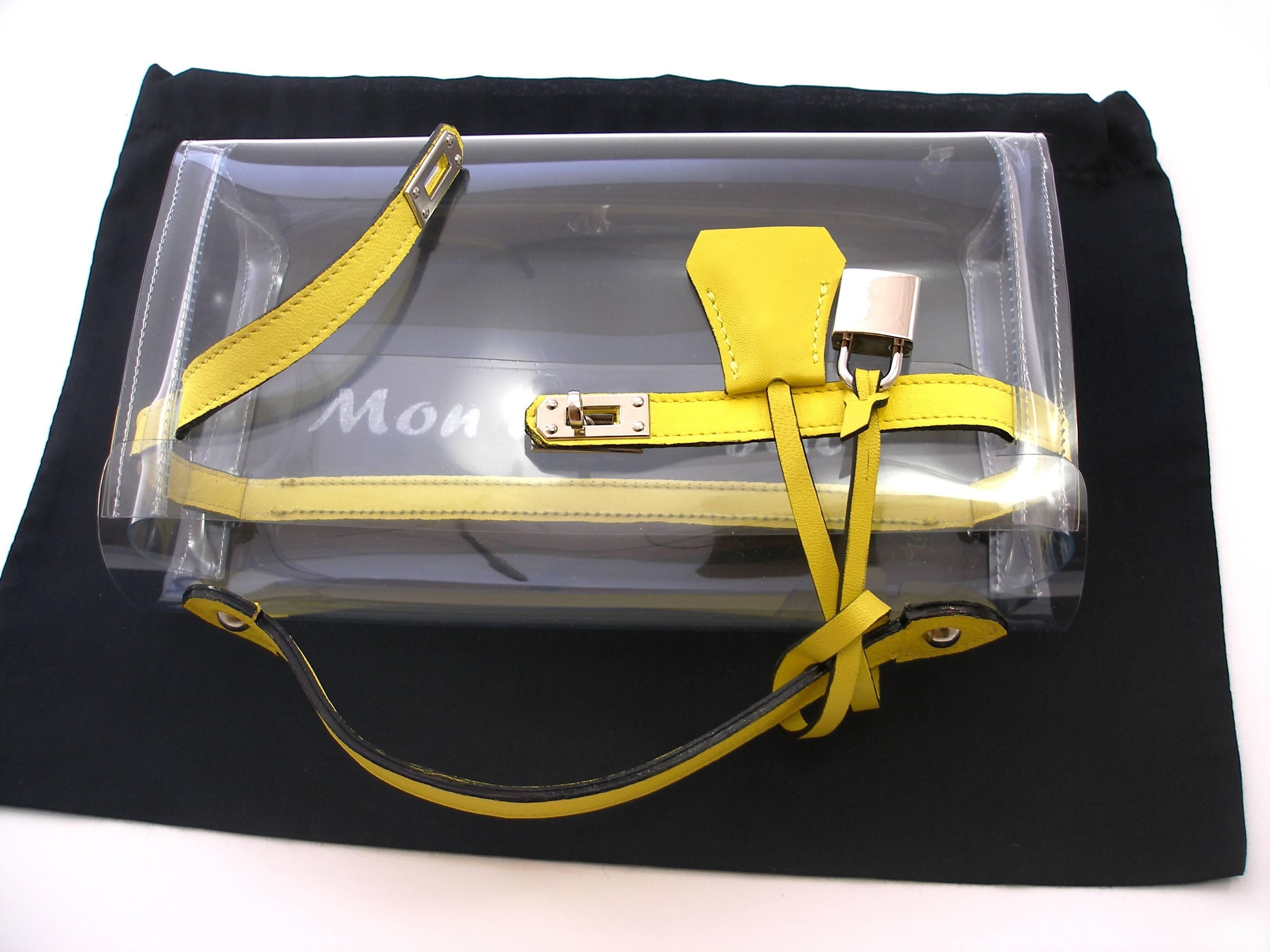 Women's ORIGINAL Mon Autre Sac ® Clutch Crystal Pvc and Yellow leather / Brand New 